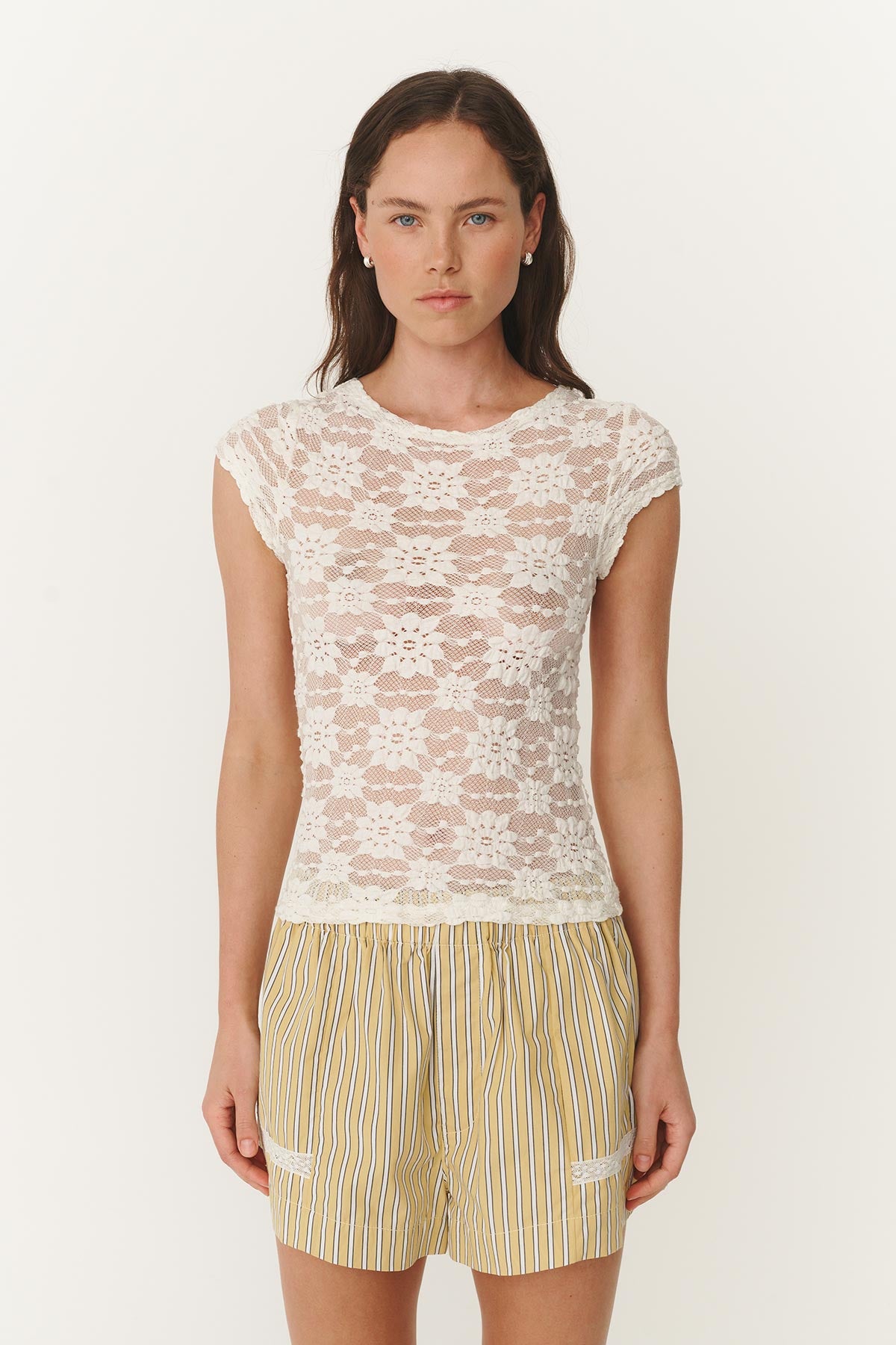 Galo Sunflower Lace Tee // Creme