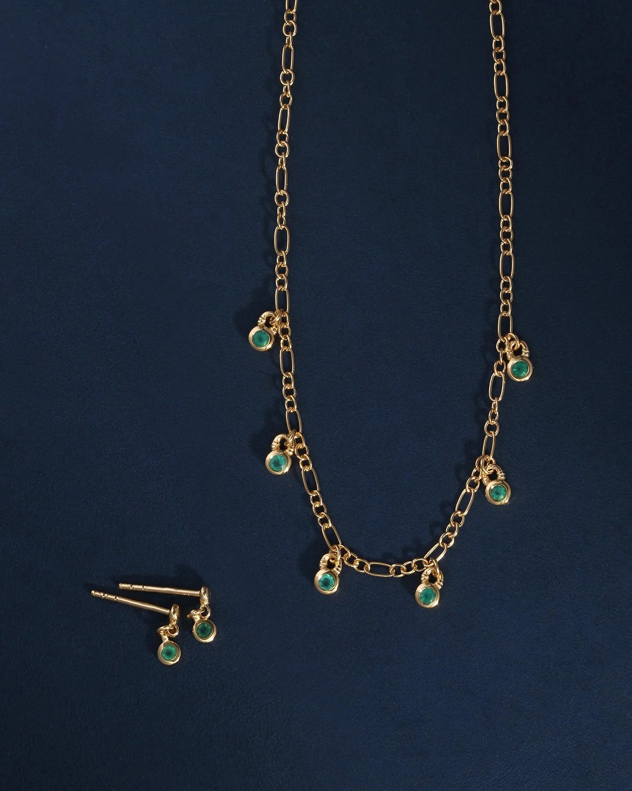 Ceres Drop Studs // Green Onyx