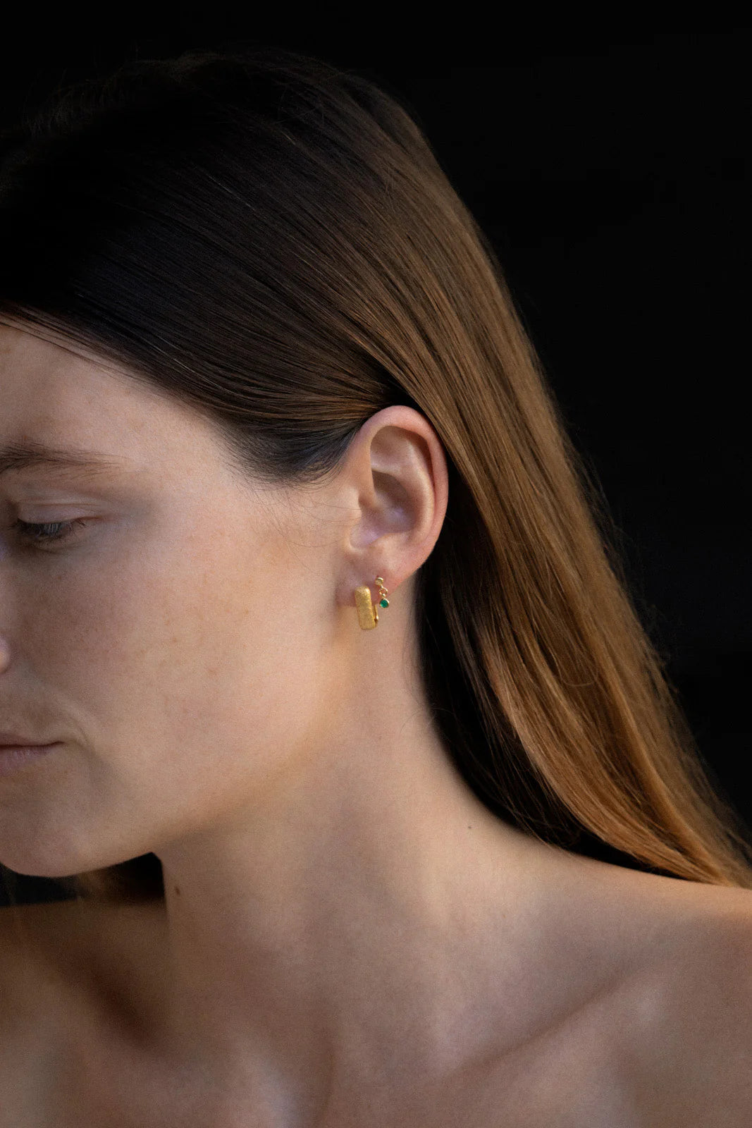 Ceres Drop Studs // Green Onyx