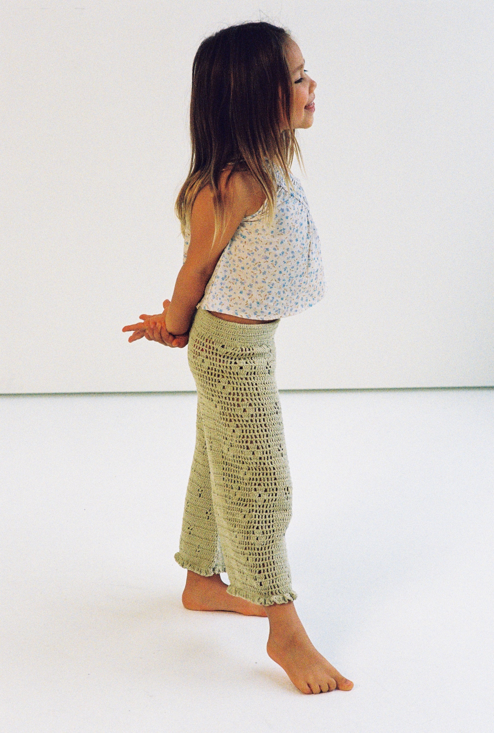 Filet Crochet Pants // Moss