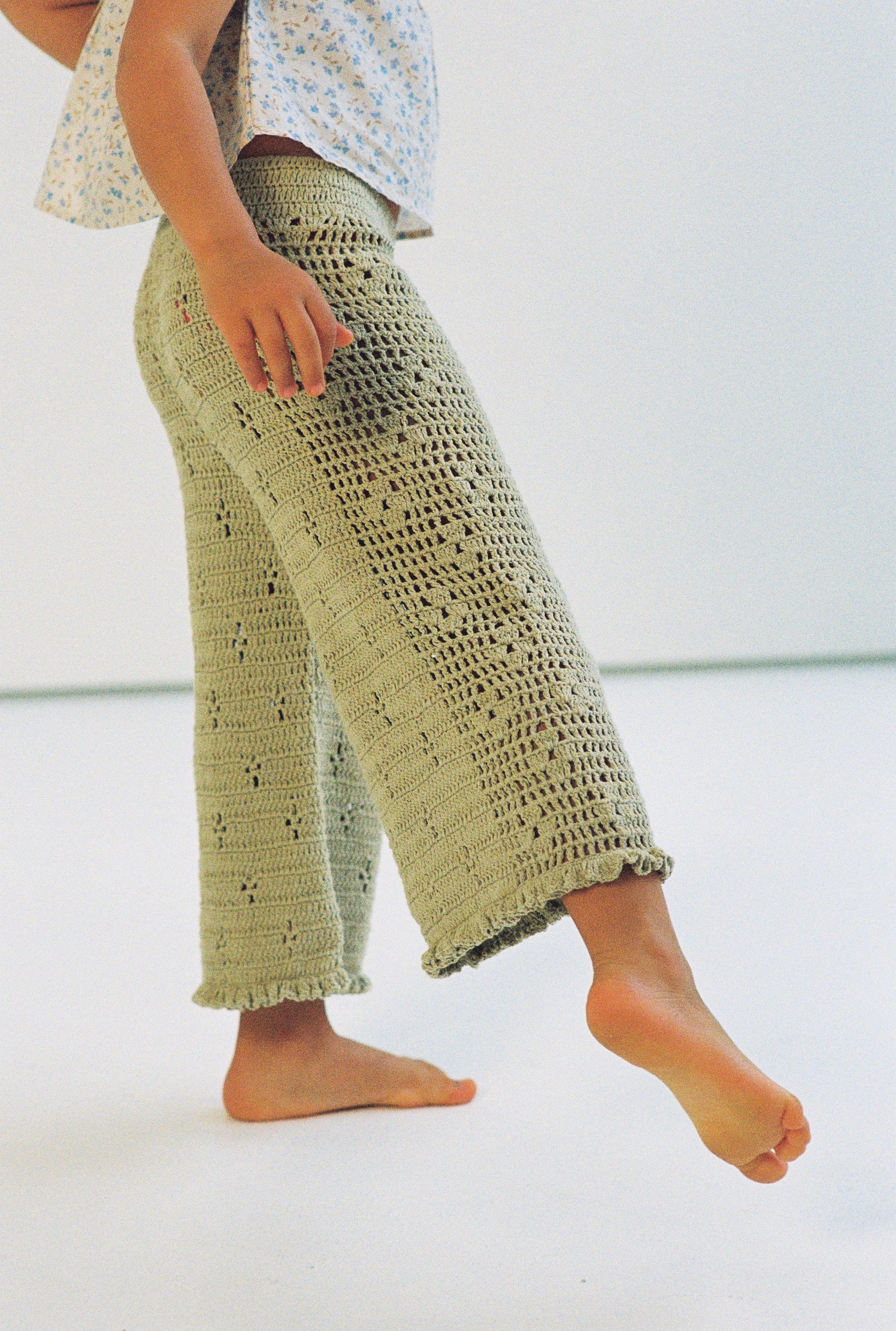 Filet Crochet Pants // Moss