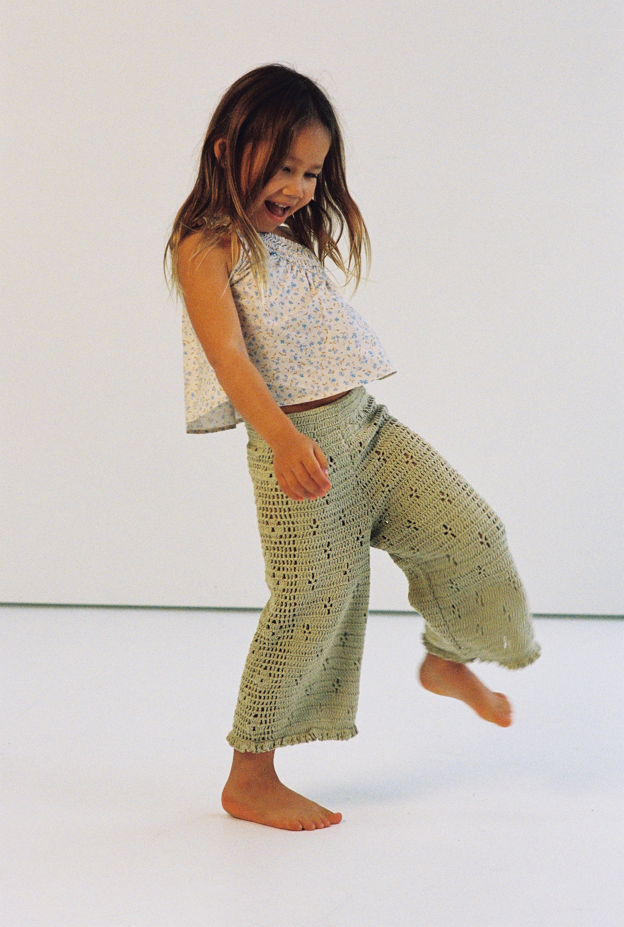 Filet Crochet Pants // Moss
