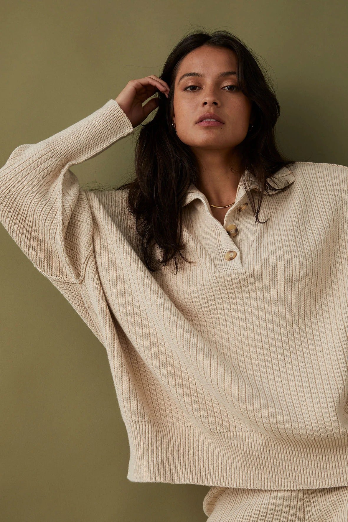 Margo Button Up Sweater // Sand