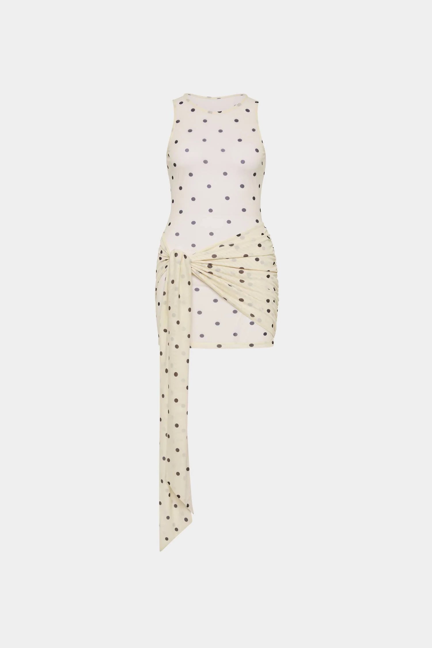 Wrap Mesh Mini Dress // Ivory Polka
