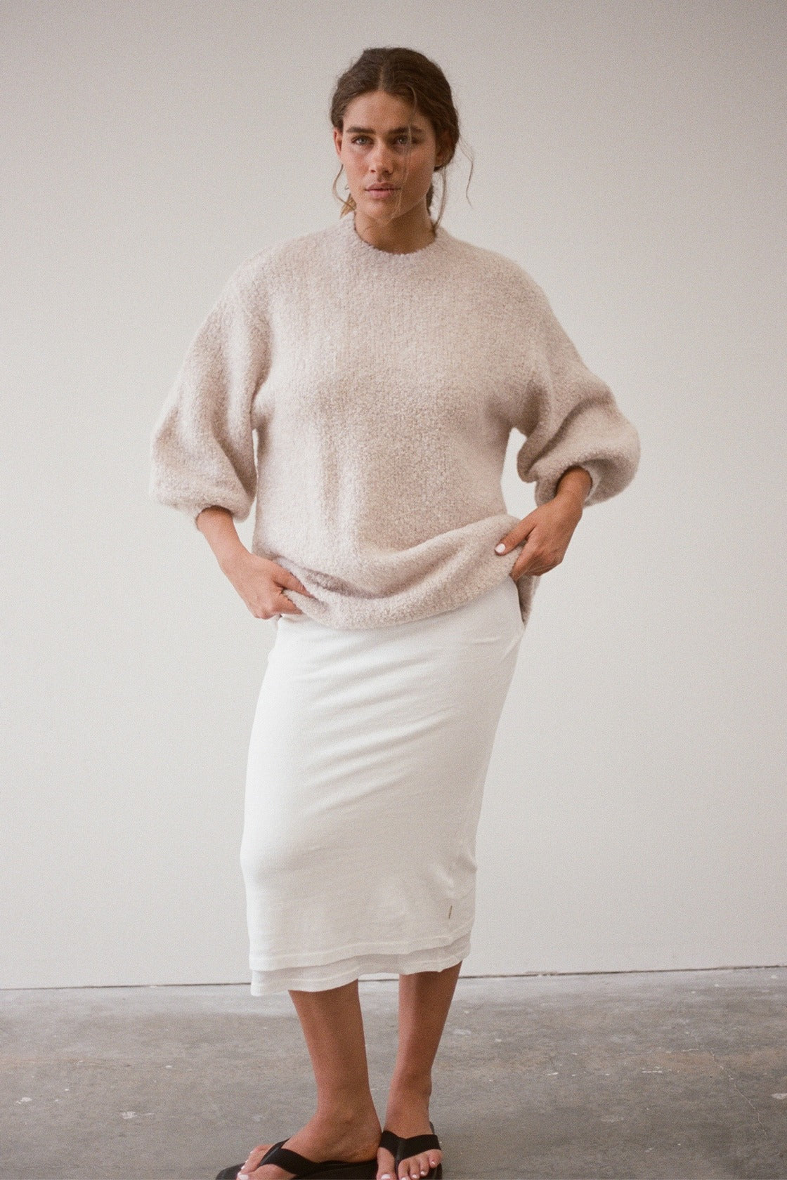 Stone Boucle Knit Wool Blend Jumper