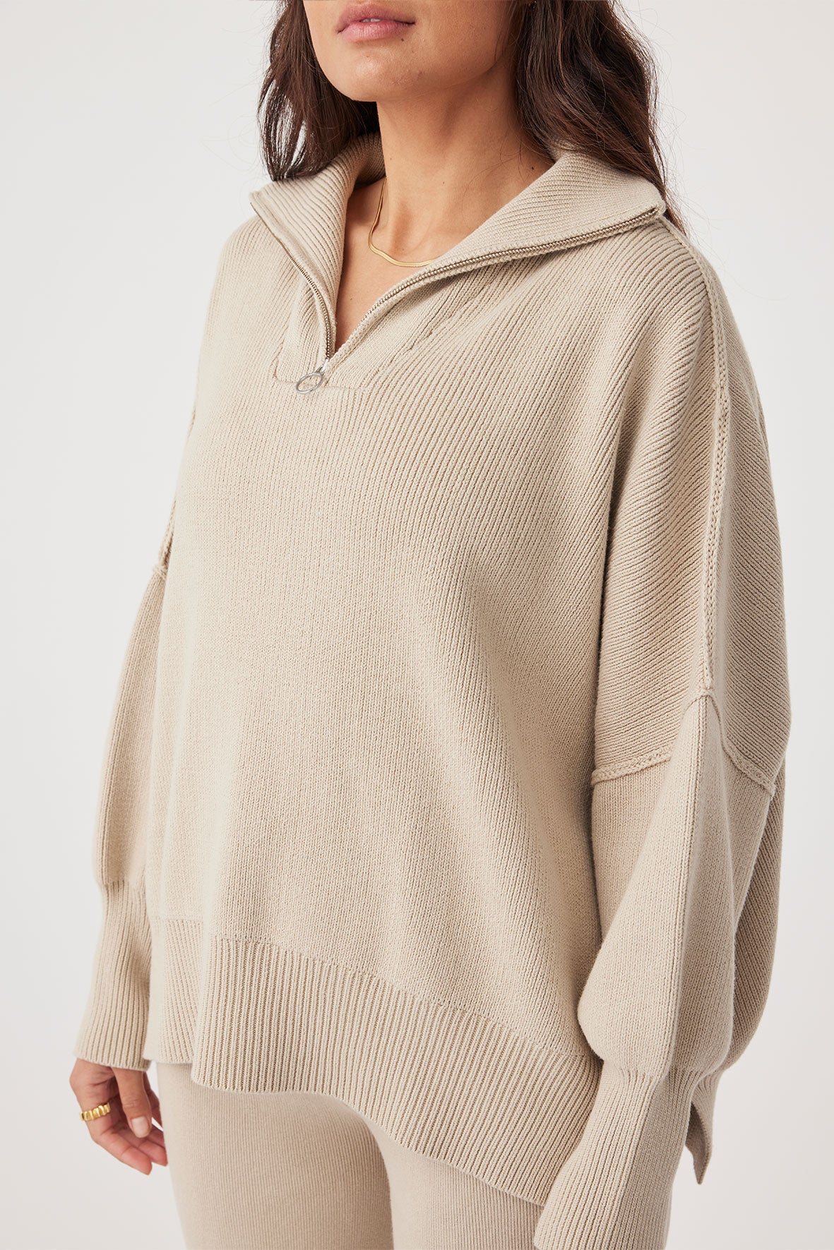 London Zip Sweater // Taupe