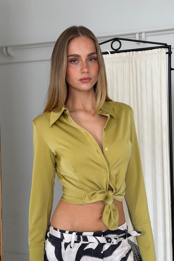 Structured Shirt // Emerald Satin