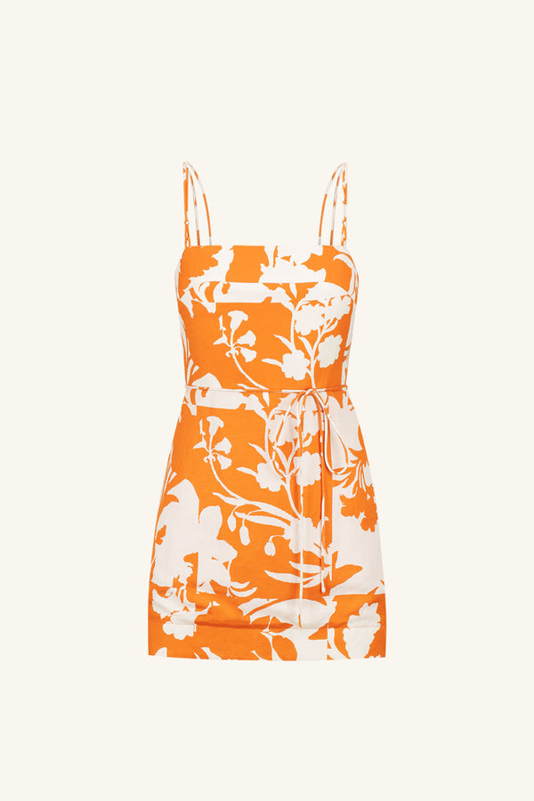 Casa Open Back Knotted Strap Mini Dress // Tangerine