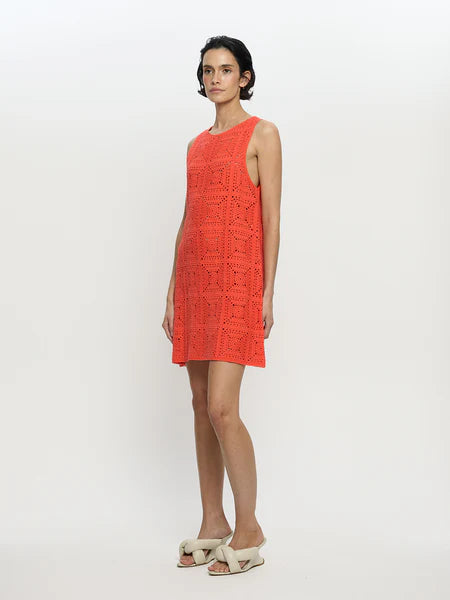 Brenna Crochet Mini Dress // Coral
