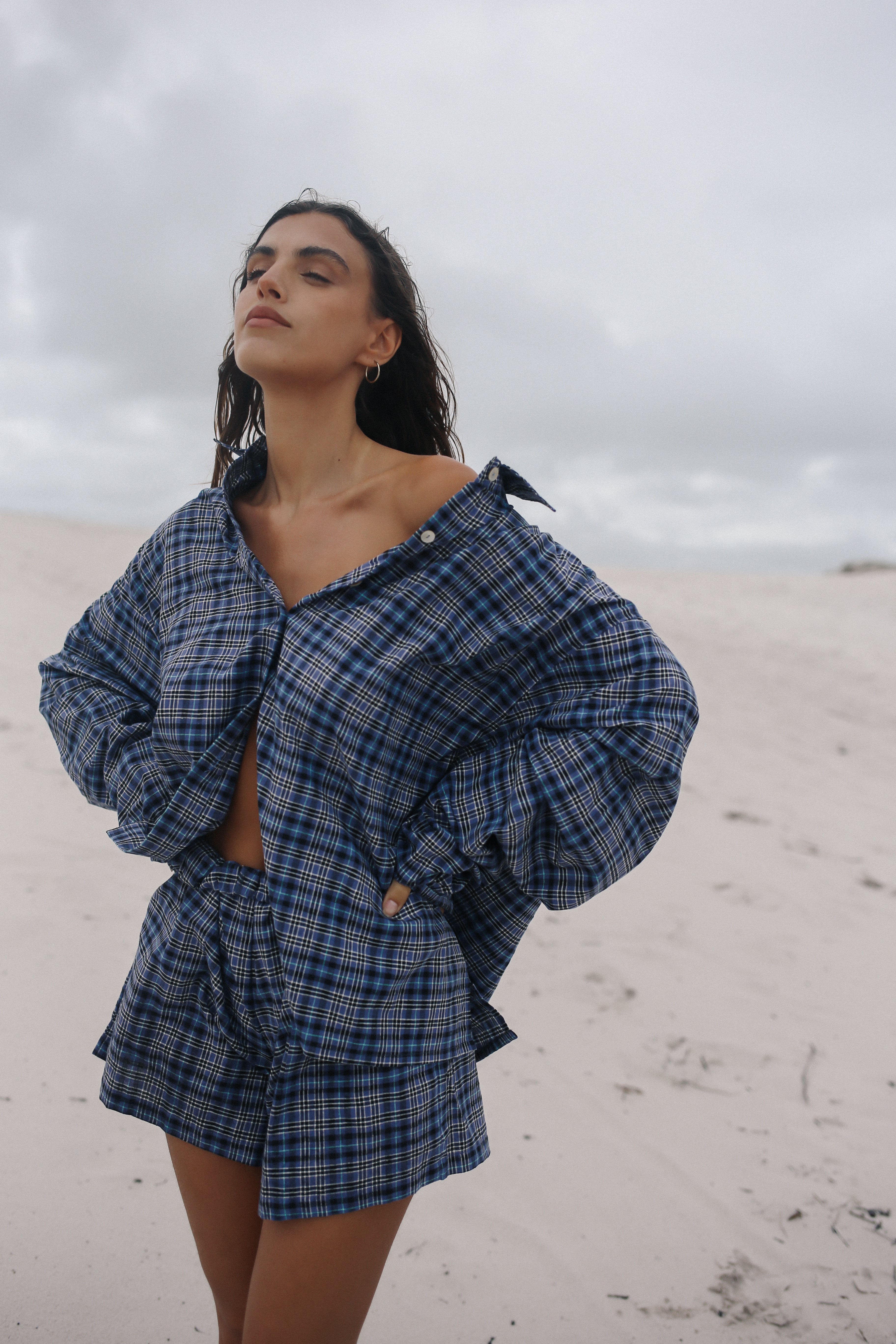 Ava Short // Navy Plaid