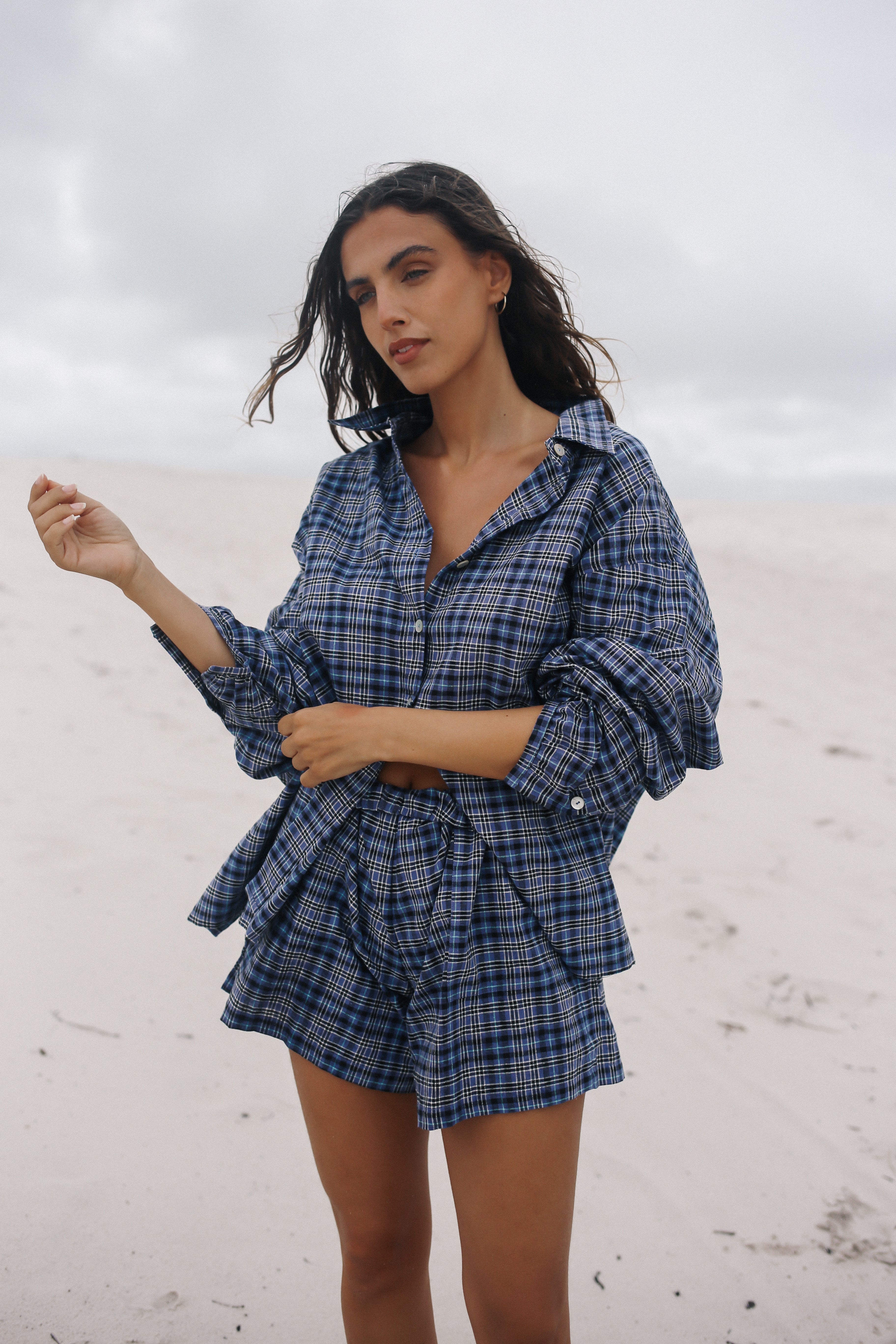 Ava Short // Navy Plaid