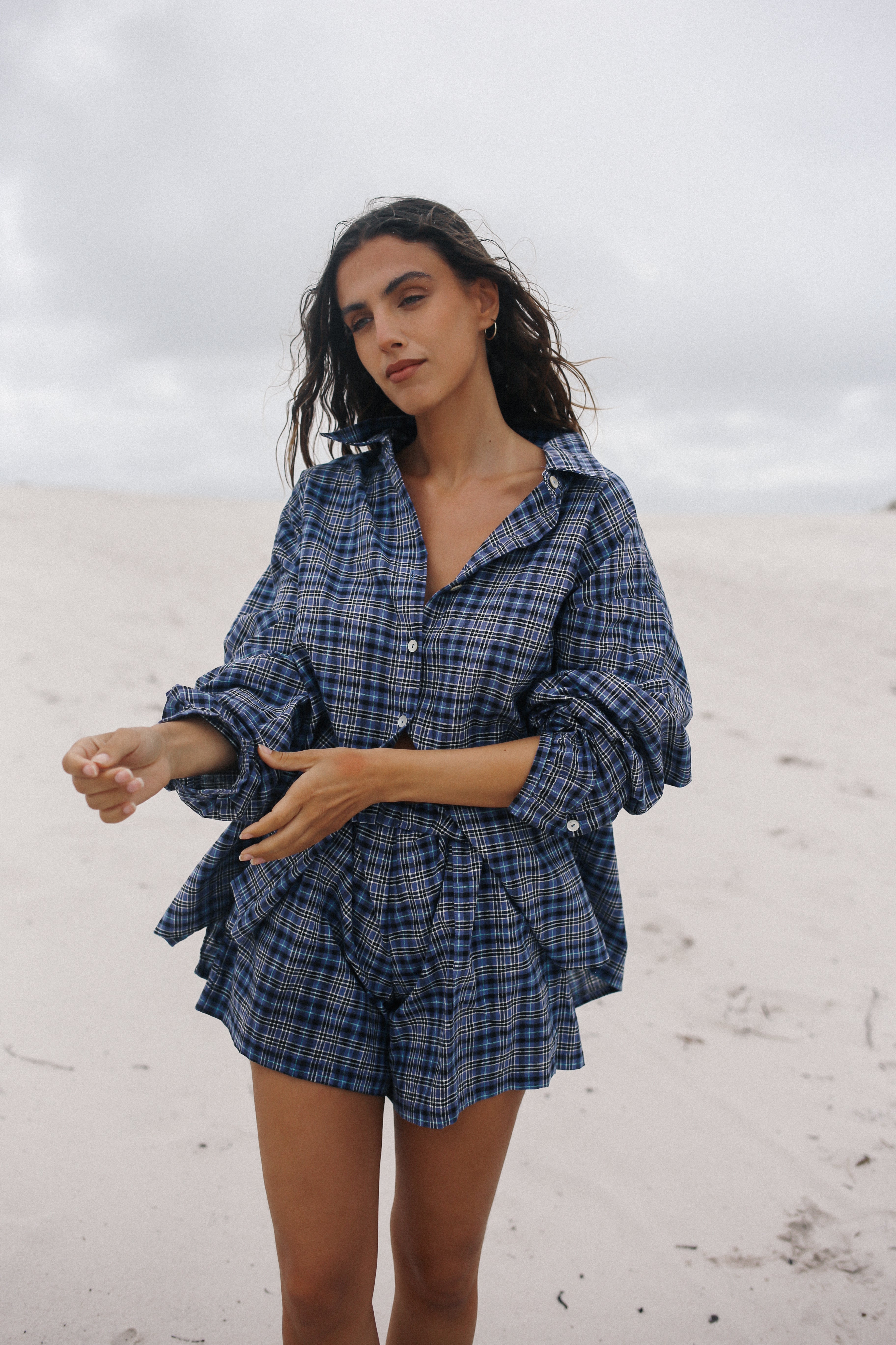 Ava Short // Navy Plaid