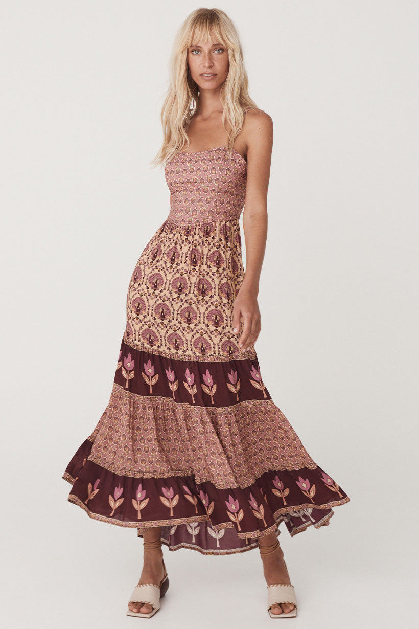 Chateau Quilted Strappy Maxi Dress // Grape