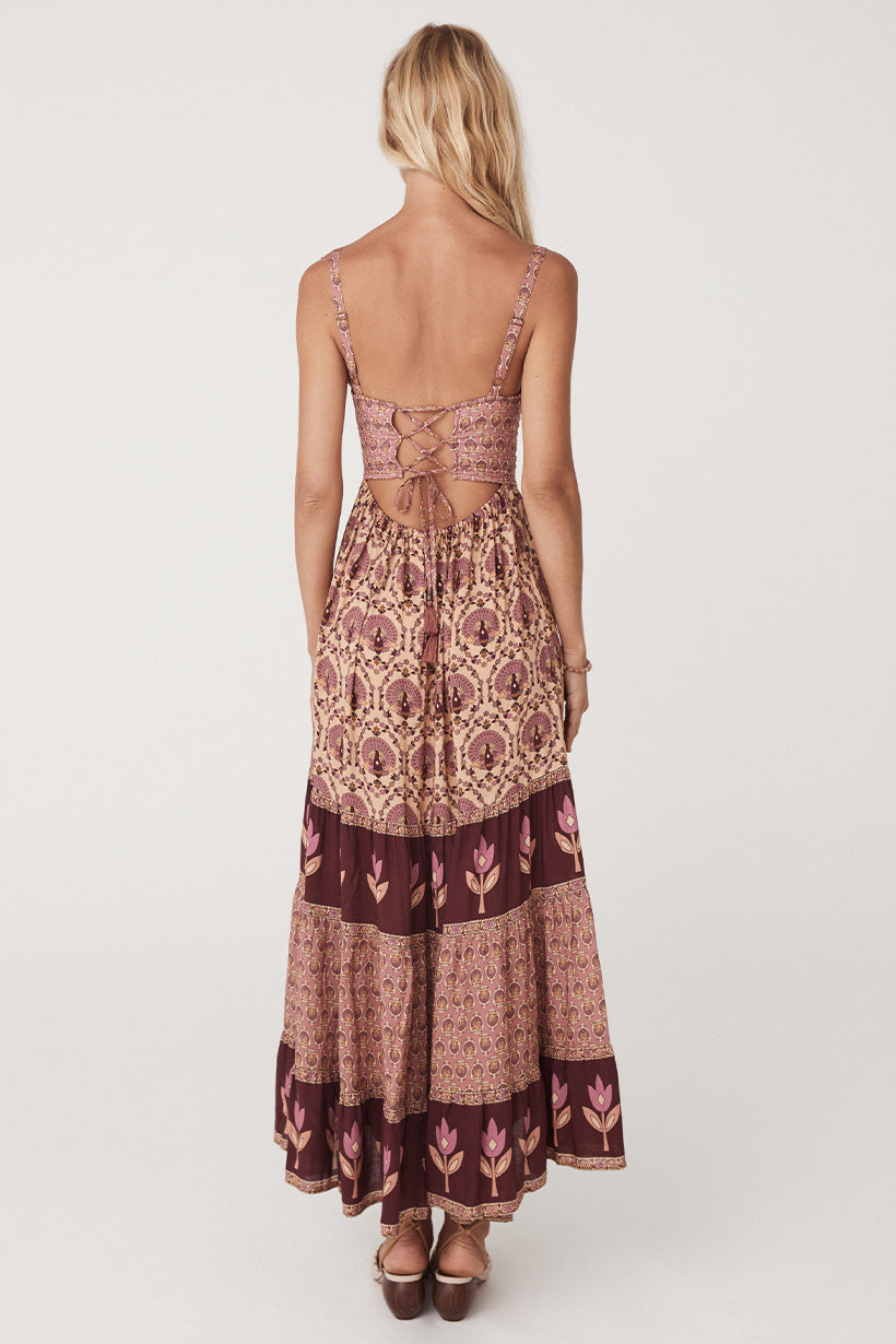 Chateau Quilted Strappy Maxi Dress // Grape