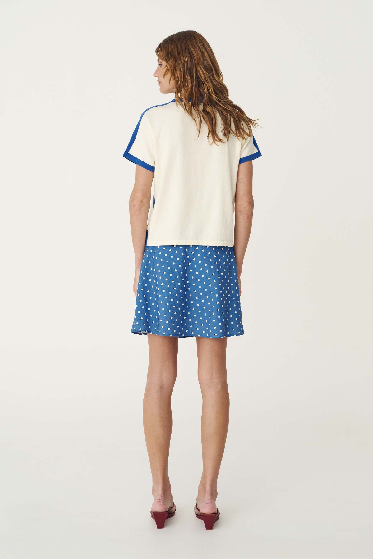 Frannie Silk Mini Skirt // Cornflower Spot