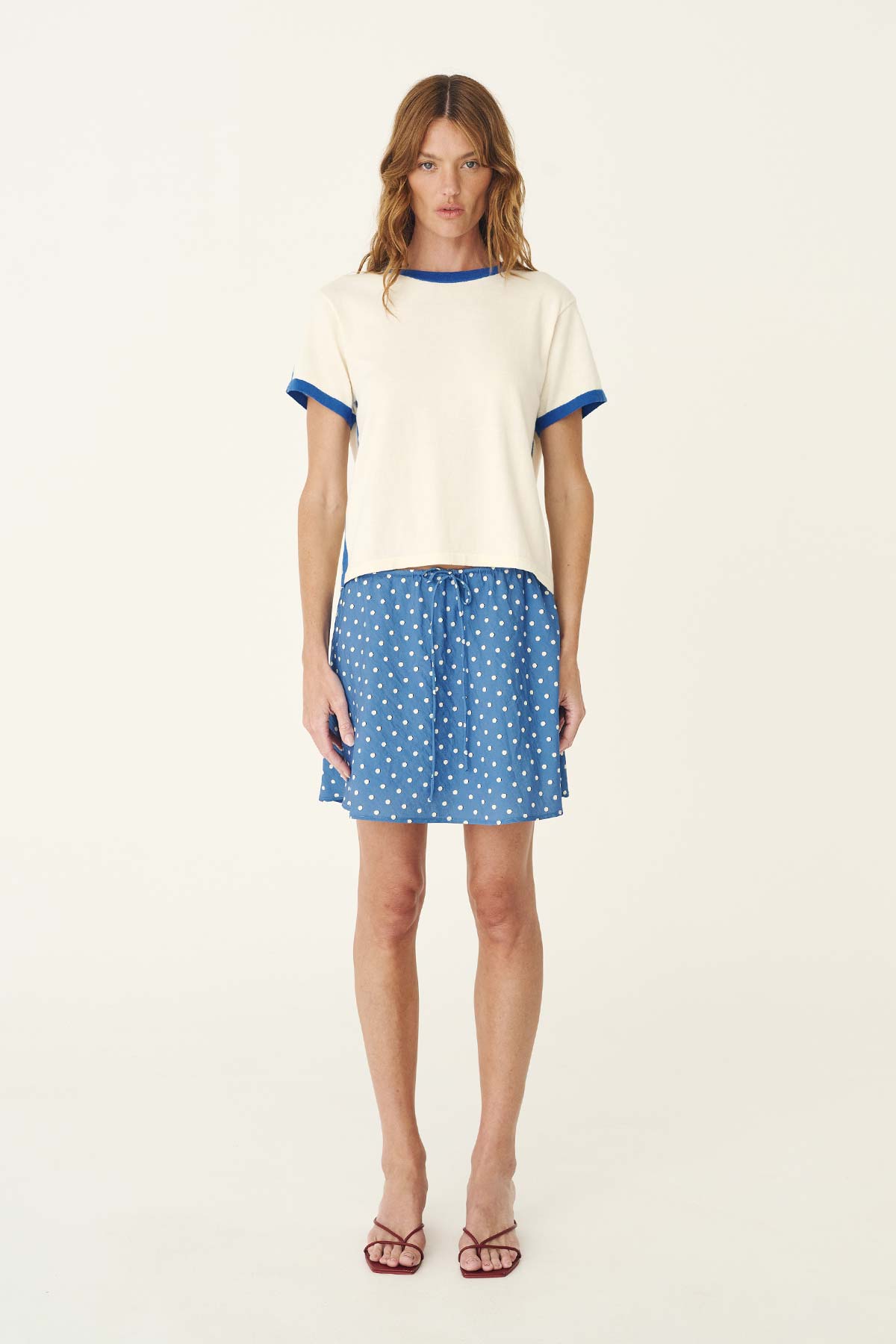 Frannie Silk Mini Skirt // Cornflower Spot