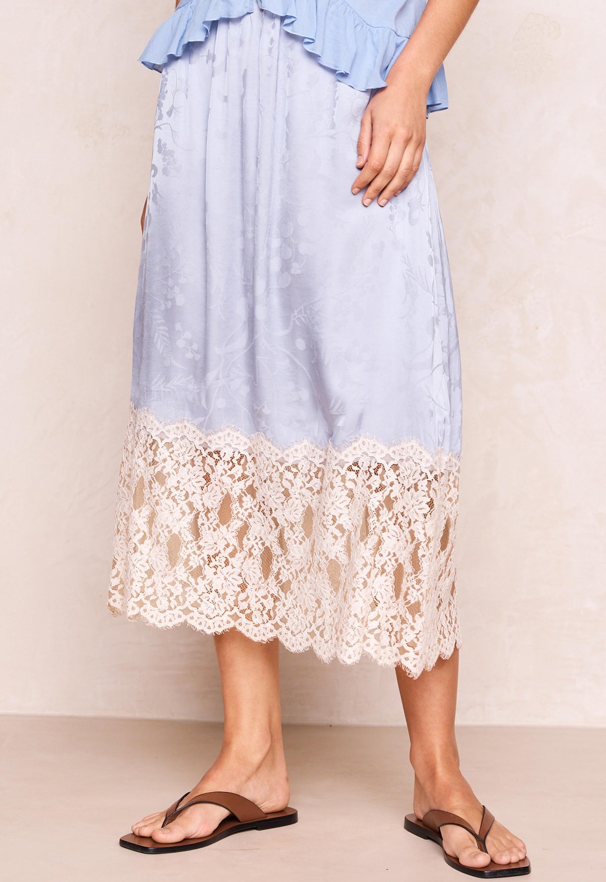 Viola Lace Trim Midi Skirt // Lagoon Purple