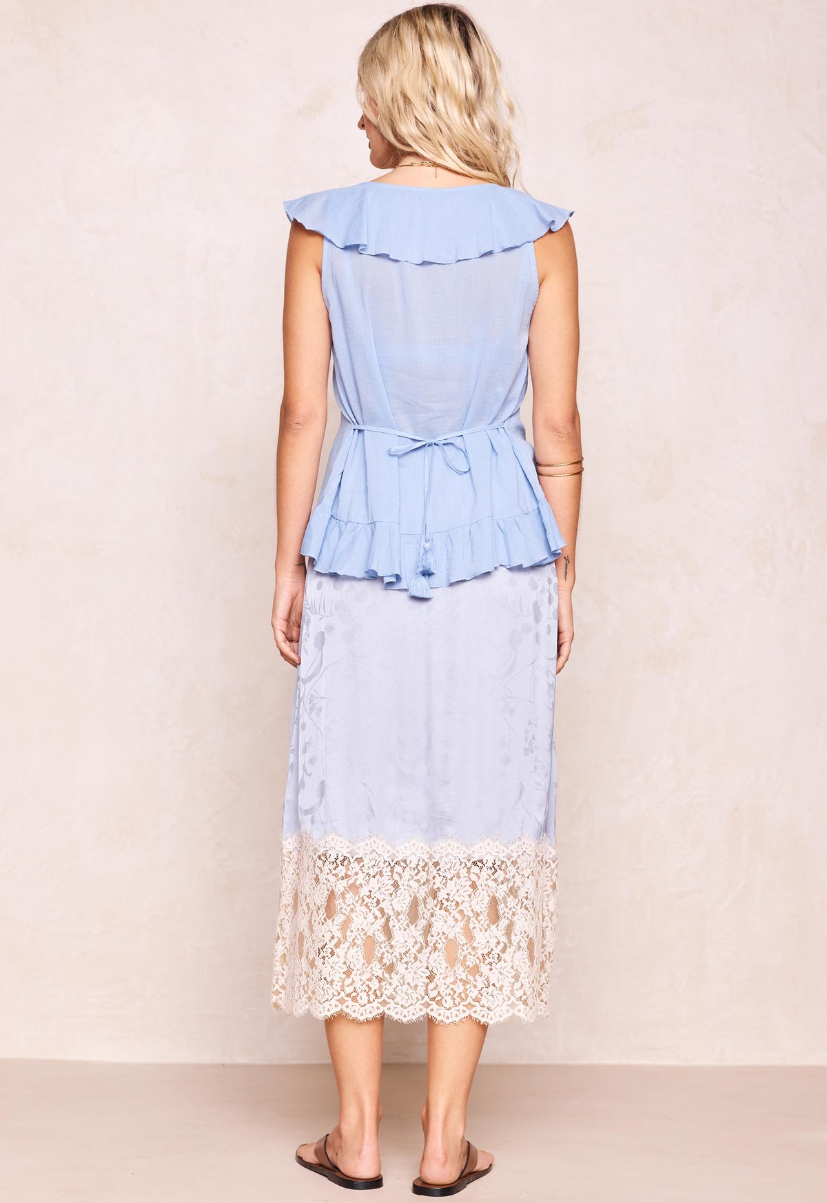 Viola Lace Trim Midi Skirt // Lagoon Purple