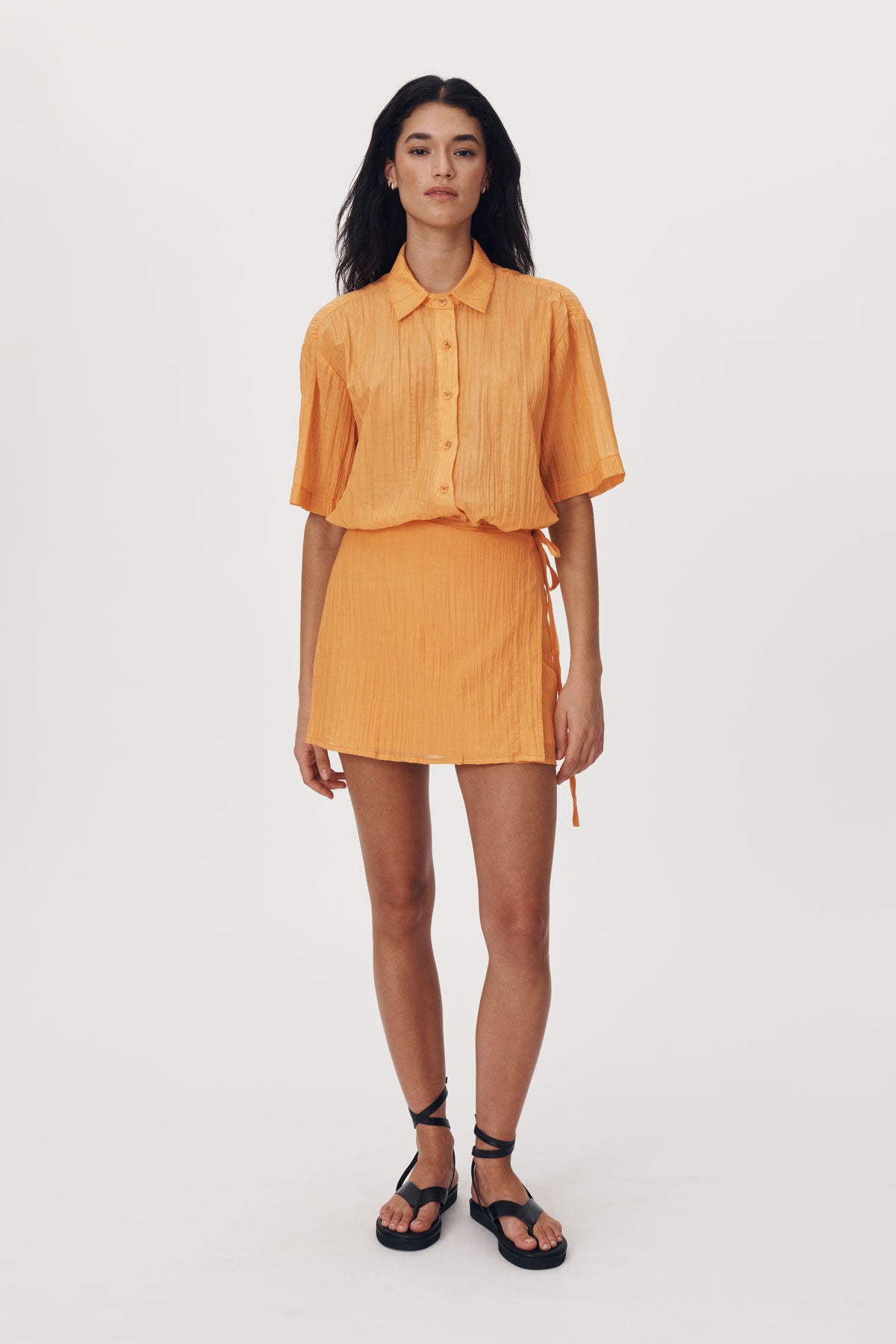 Jole Silk Mini Wrap Skirt // Valencia Orange