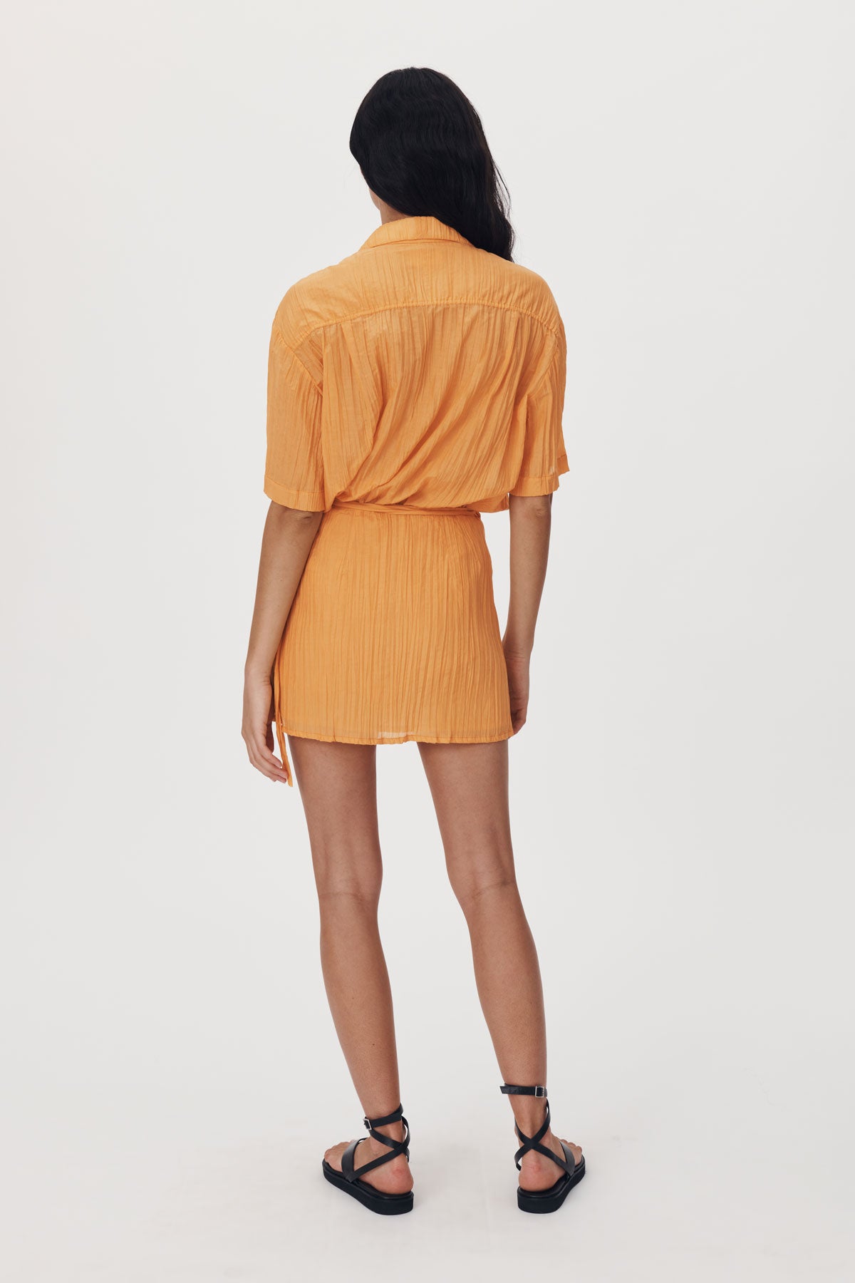 Jole Silk Mini Wrap Skirt // Valencia Orange