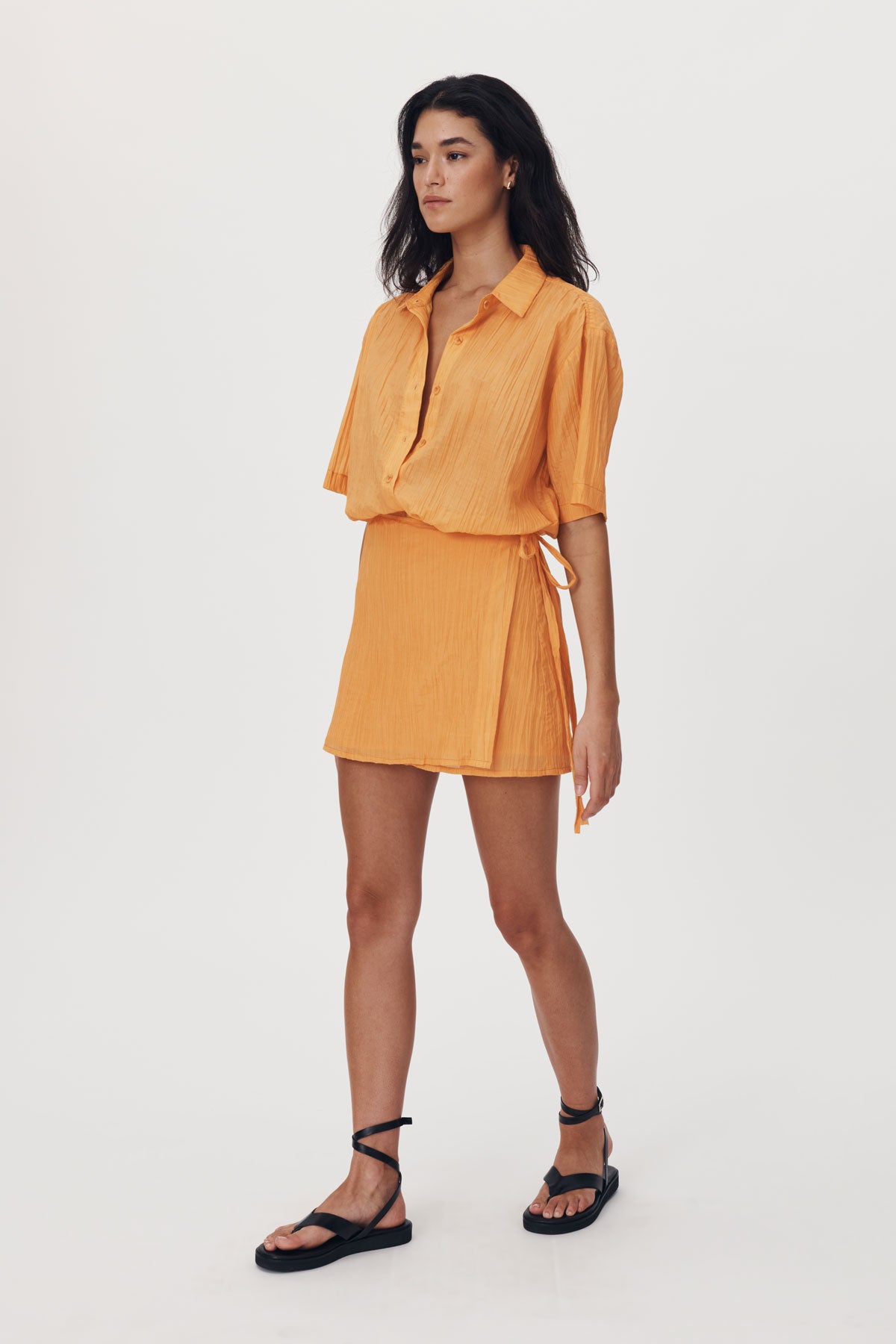 Jole Silk Mini Wrap Skirt // Valencia Orange