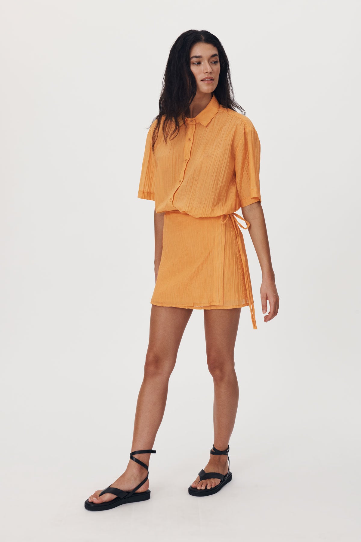 Jole Silk Mini Wrap Skirt // Valencia Orange