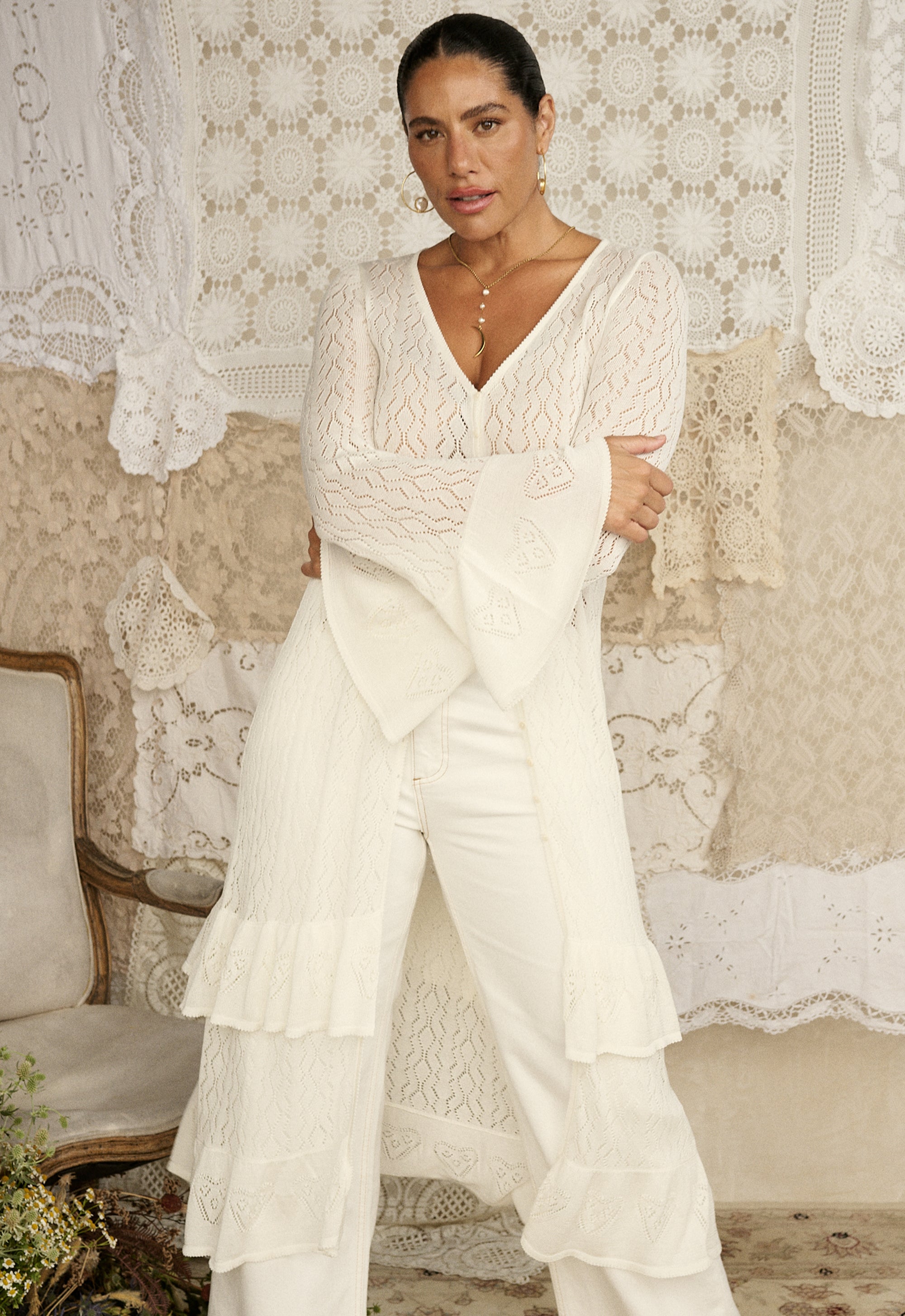 Jessa Pointelle Duster // Vintage Cream