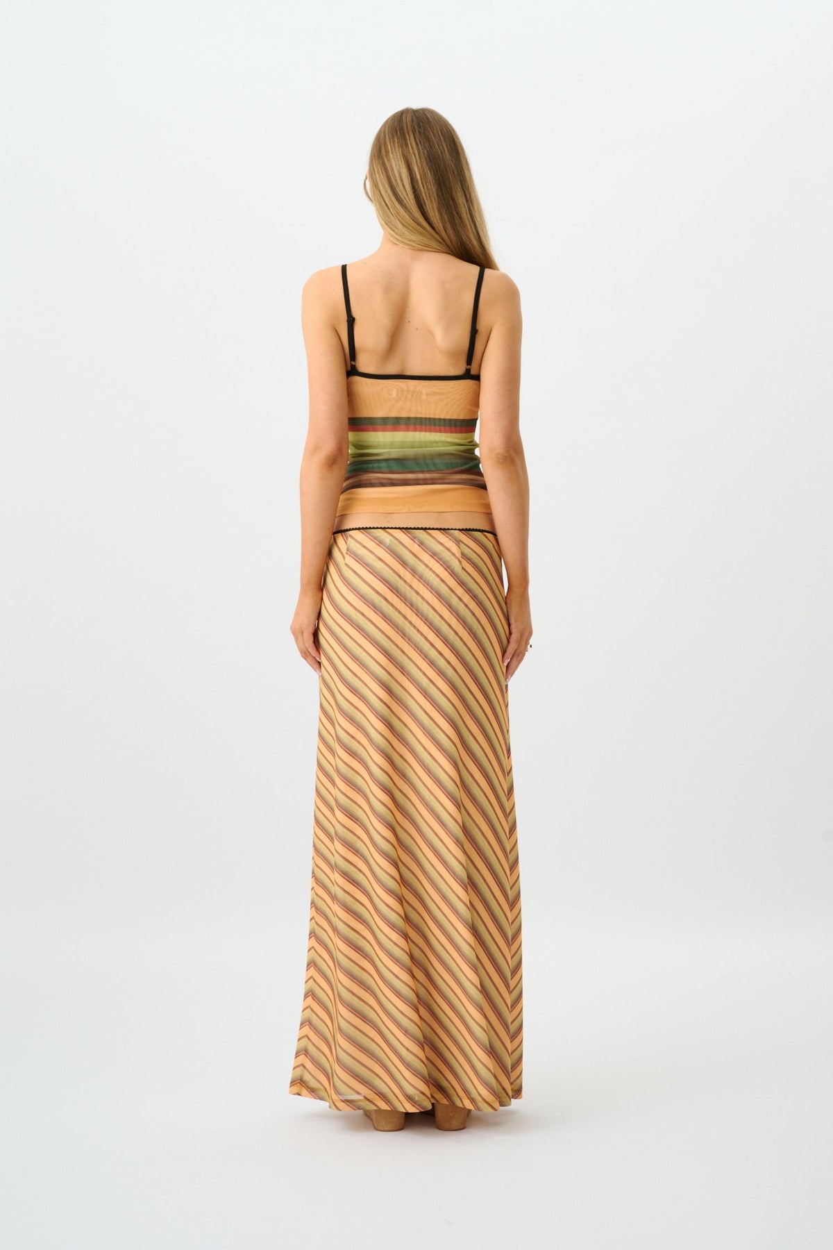 Mesh Maxi Skirt // Gold Stripe