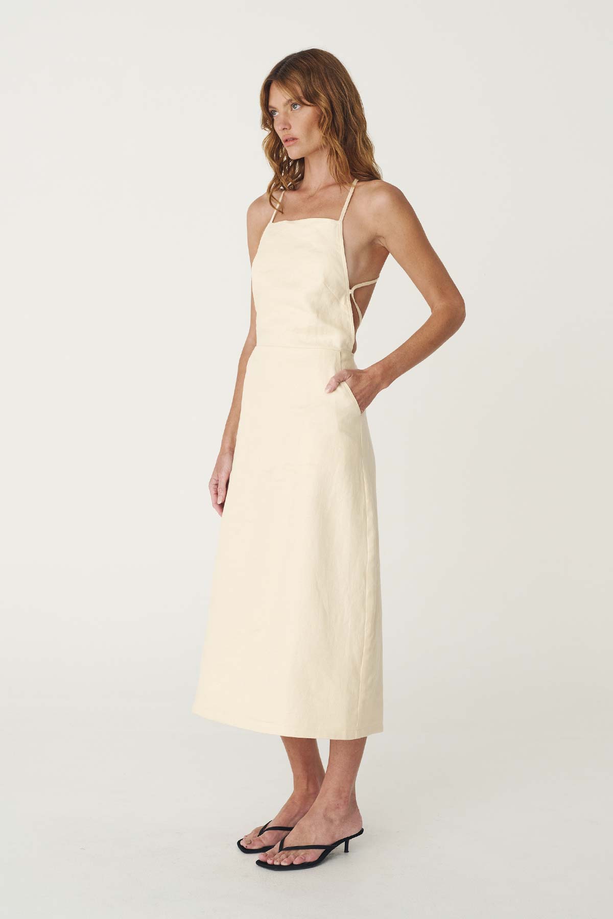 Lucia Linen Midi Dress // Butter Creme
