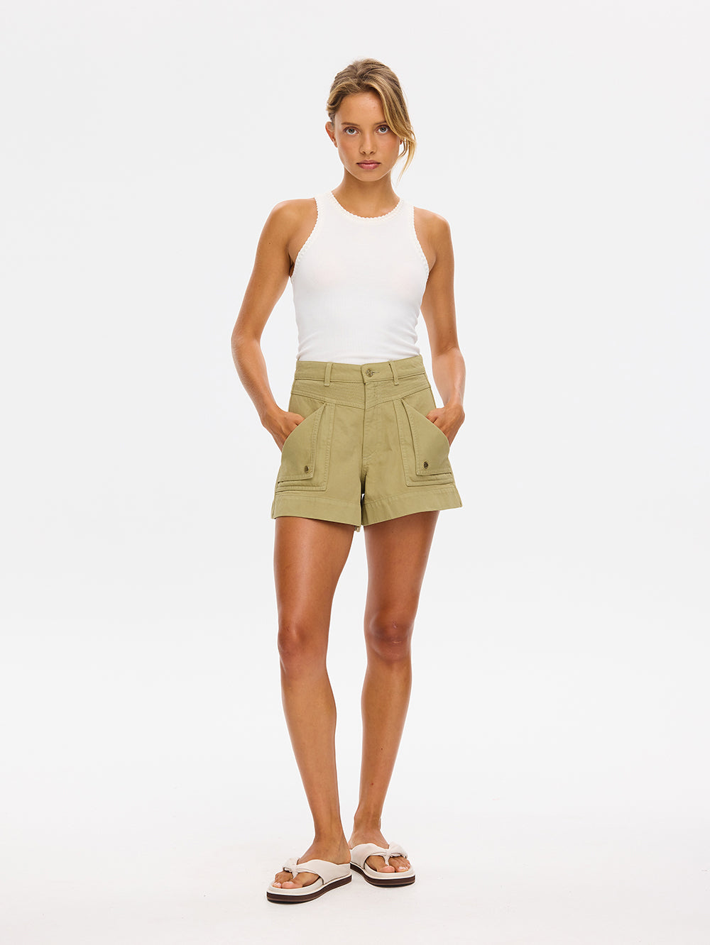 Celene Denim Shorts // Olive