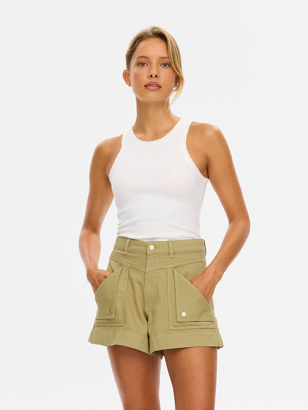 Celene Denim Shorts // Olive