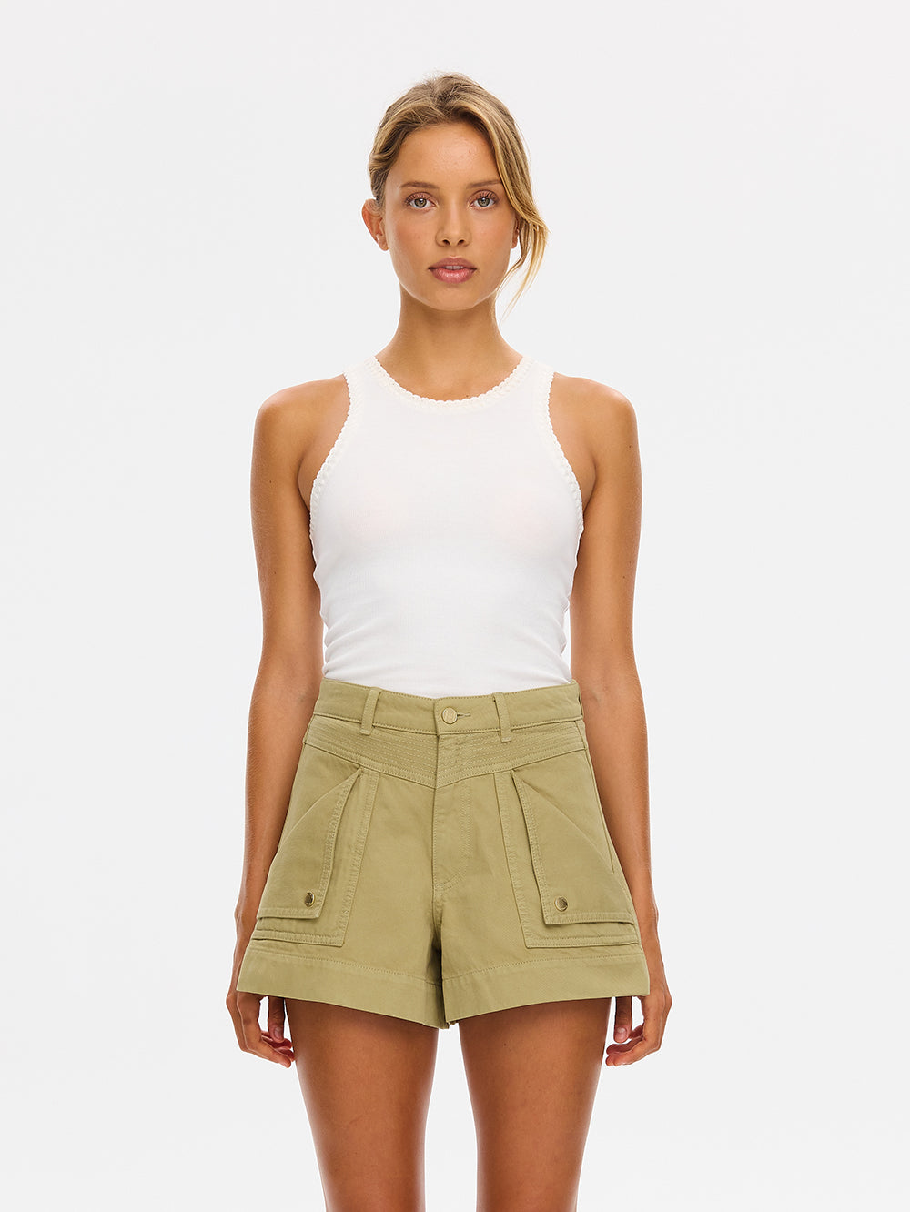Celene Denim Shorts // Olive