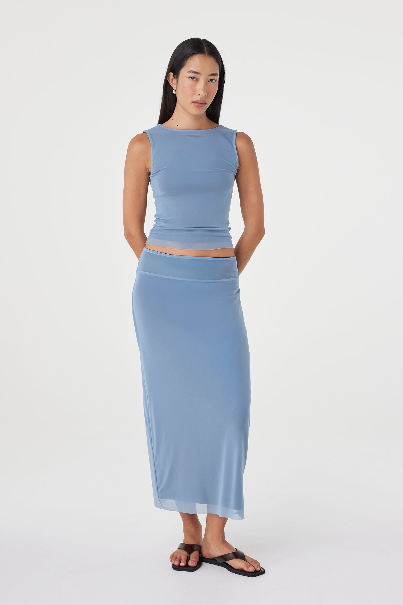 Eden Reversible Top // Pale Blue &amp; Espresso