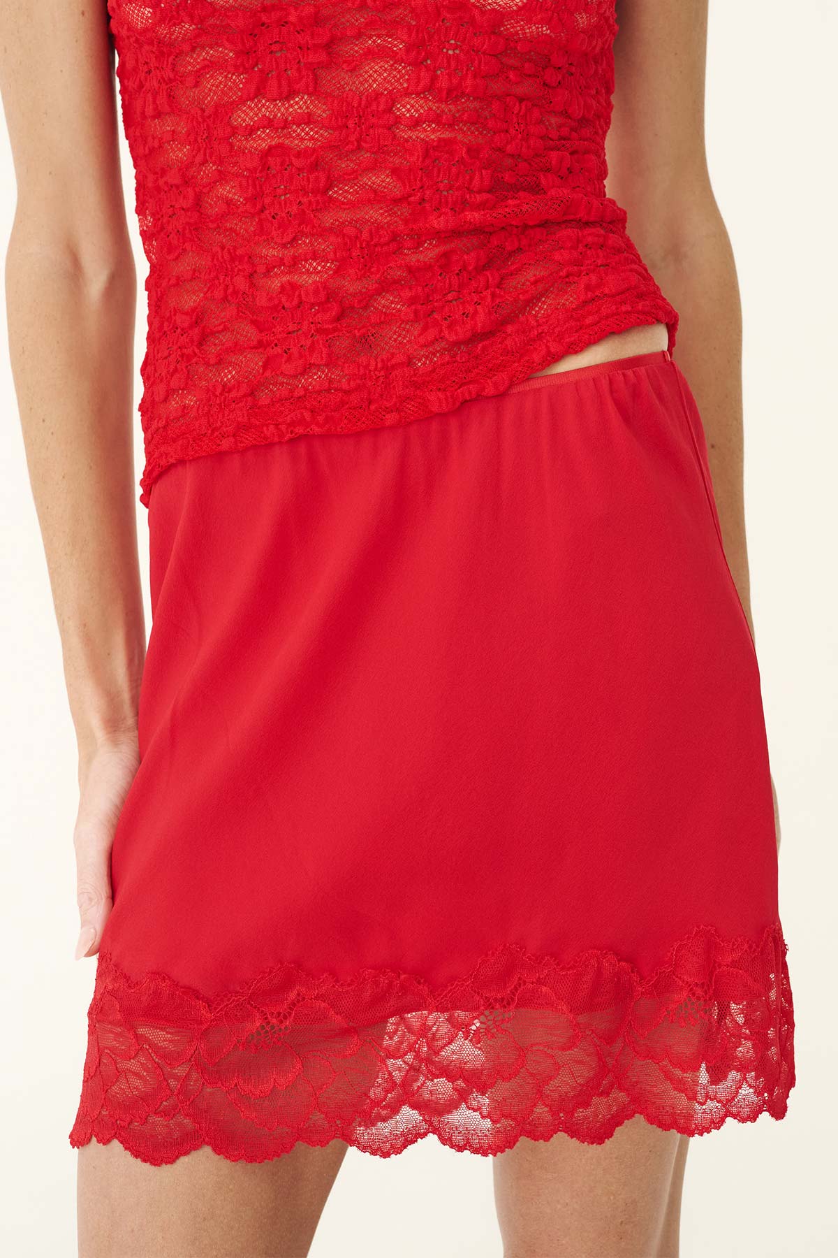 Marina Silk Mini Skirt // Flame Red