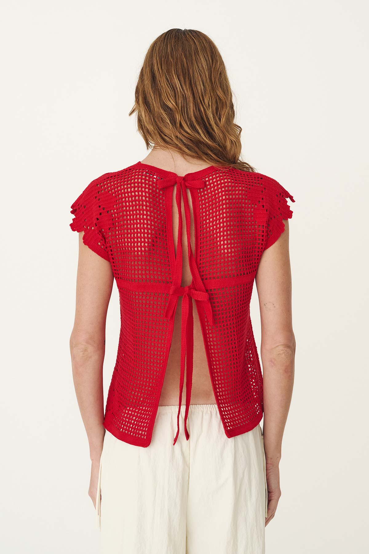 Pollyanna Floral Crochet Top // Flame Red
