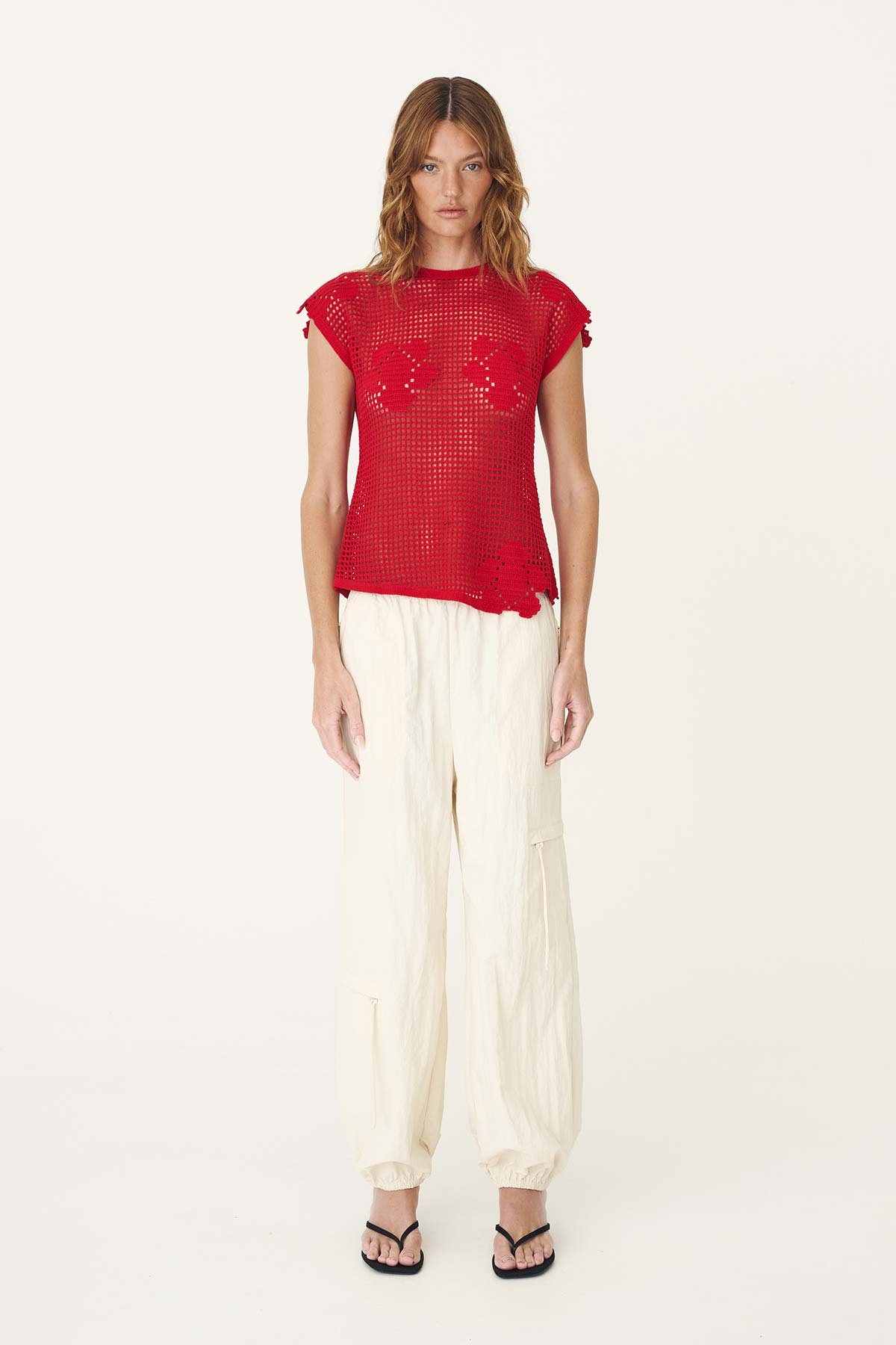 Pollyanna Floral Crochet Top // Flame Red