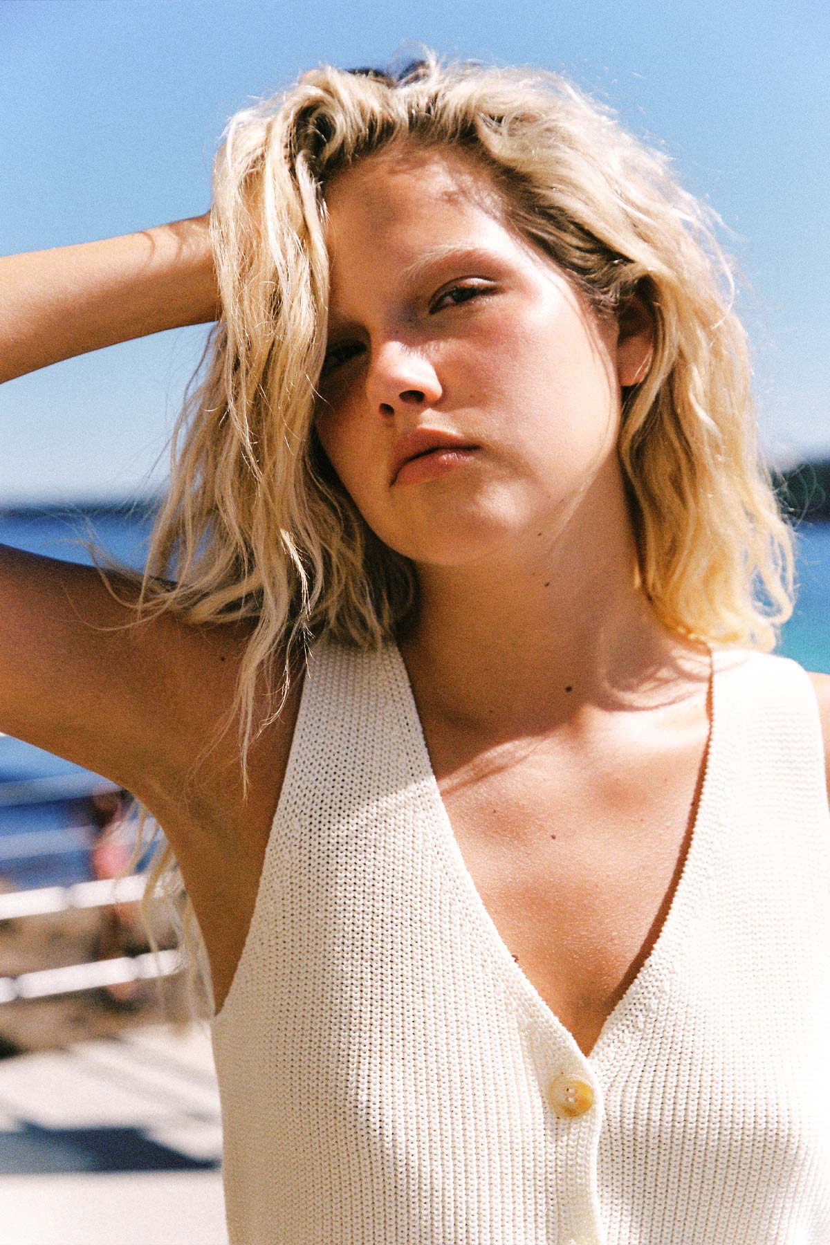 Rio Linen Knit Vest // Bone