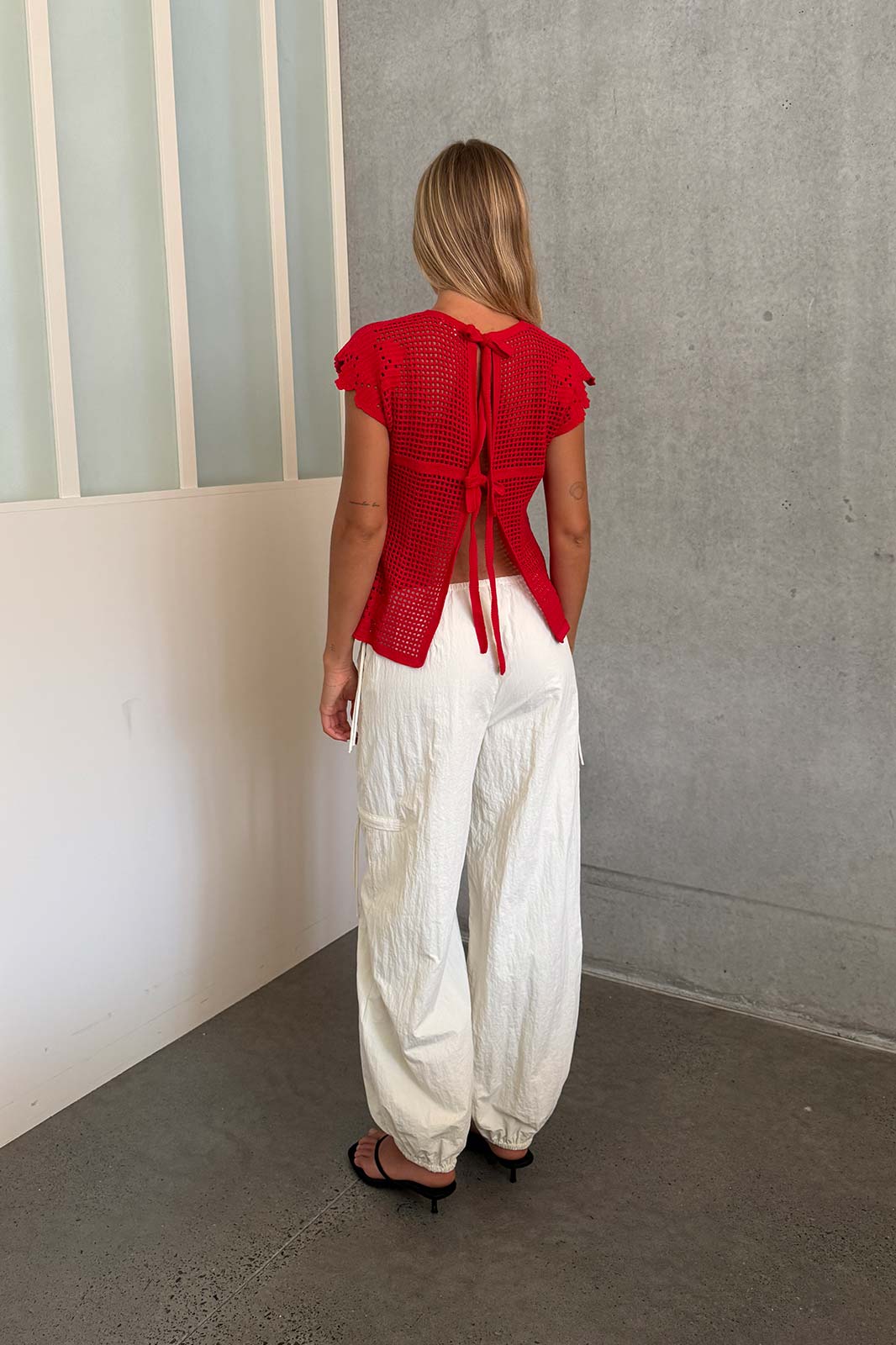 Pollyanna Floral Crochet Top // Flame Red