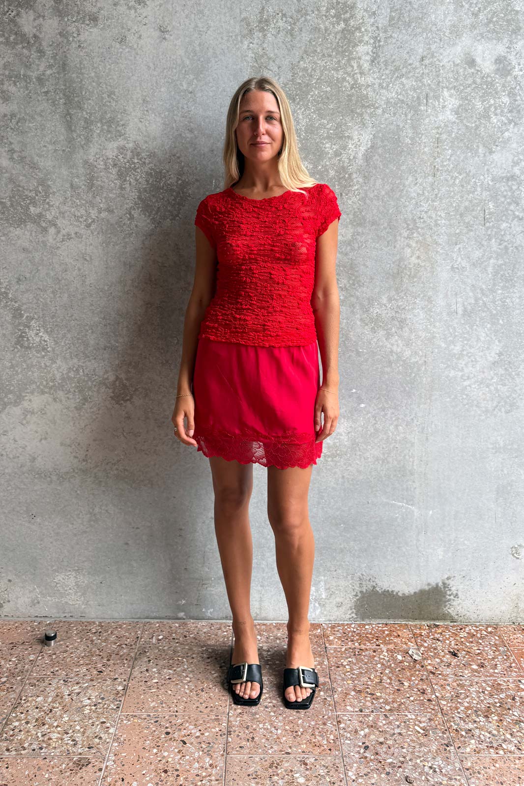 Marina Silk Mini Skirt // Flame Red
