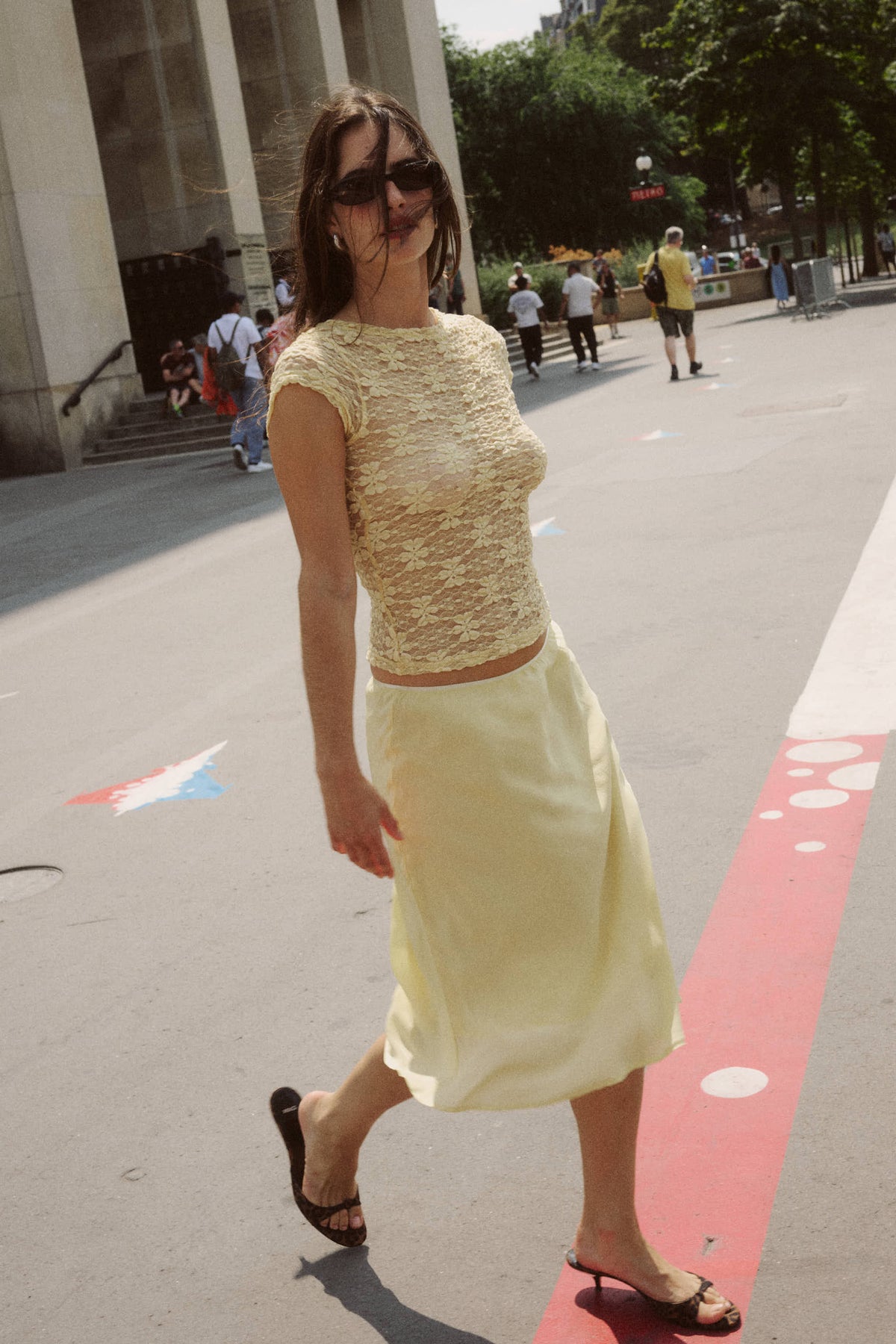 Galo Wildflower Lace Tee // Lemon