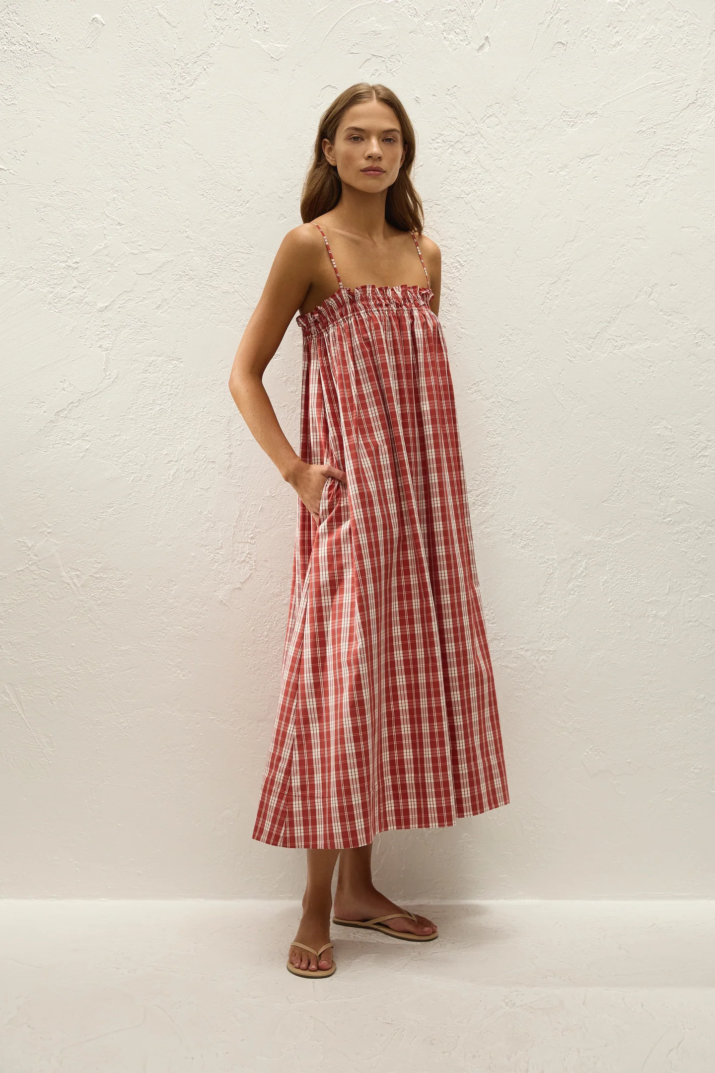 Gerta Midi Dress // Ines Check Terra Rosso