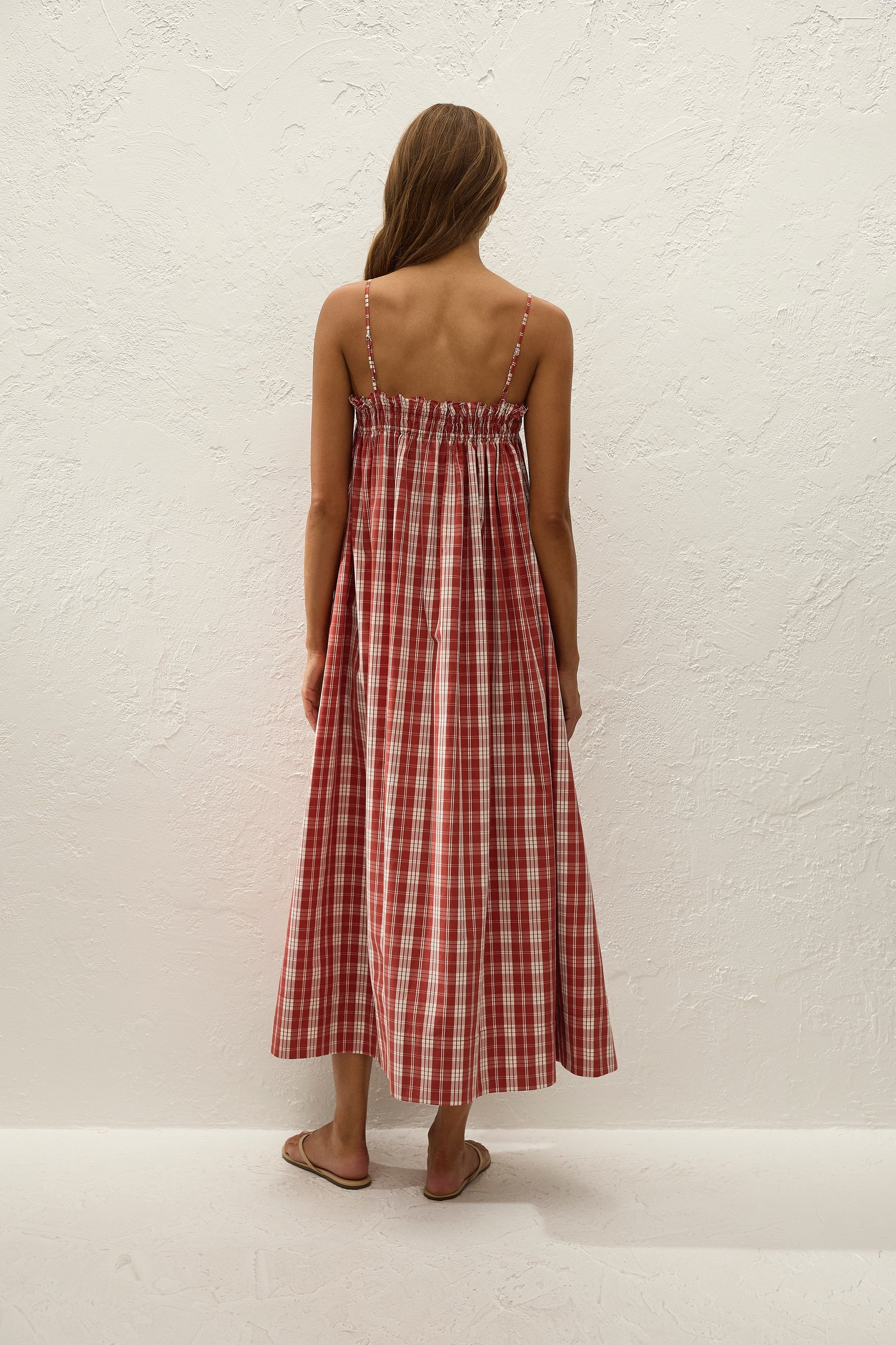 Gerta Midi Dress // Ines Check Terra Rosso