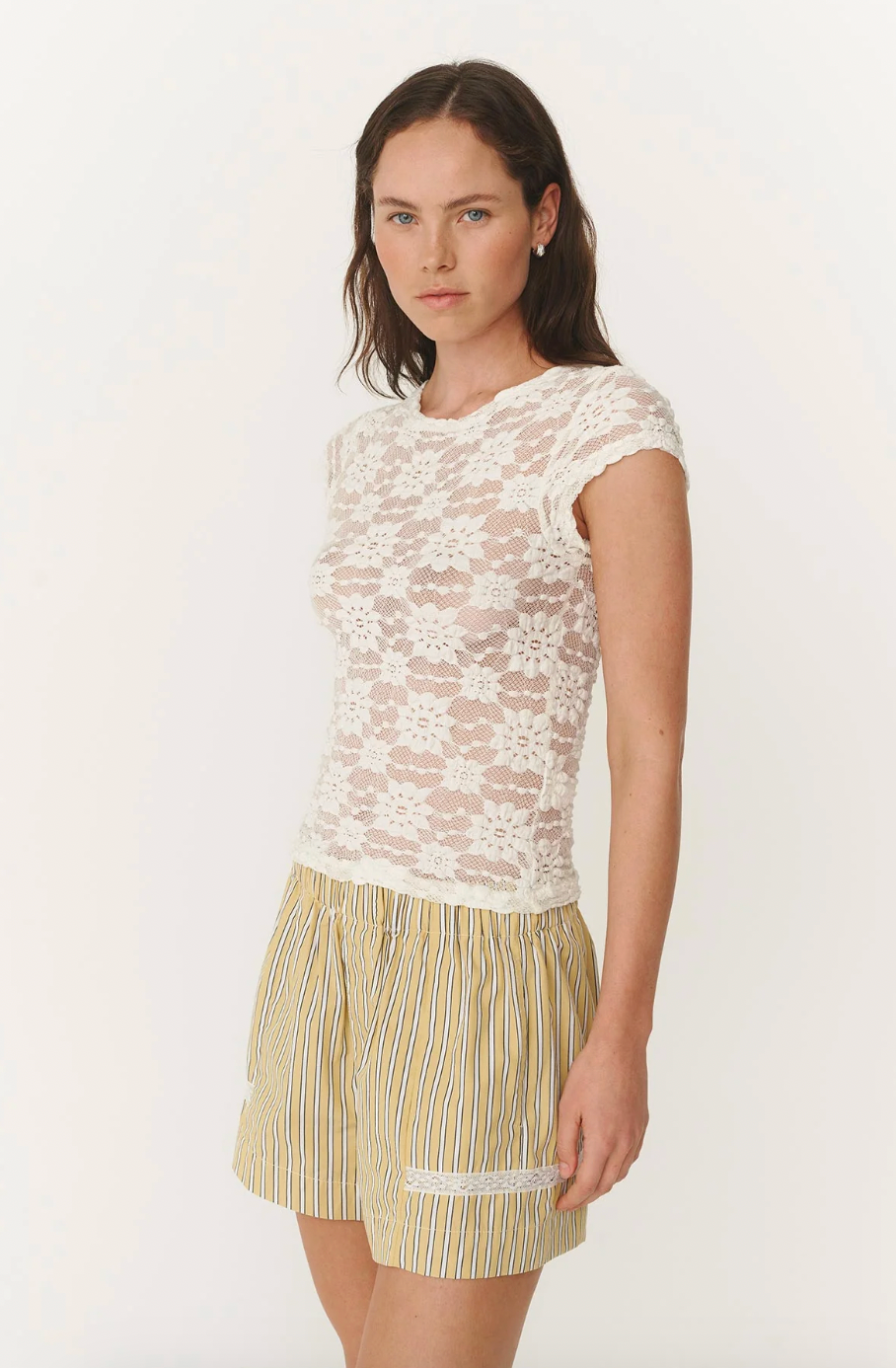Galo Sunflower Lace Tee // Creme