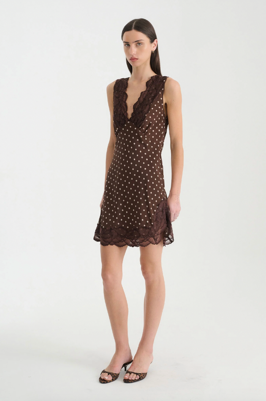Annie Silk Mini Dress // Cacao Spot