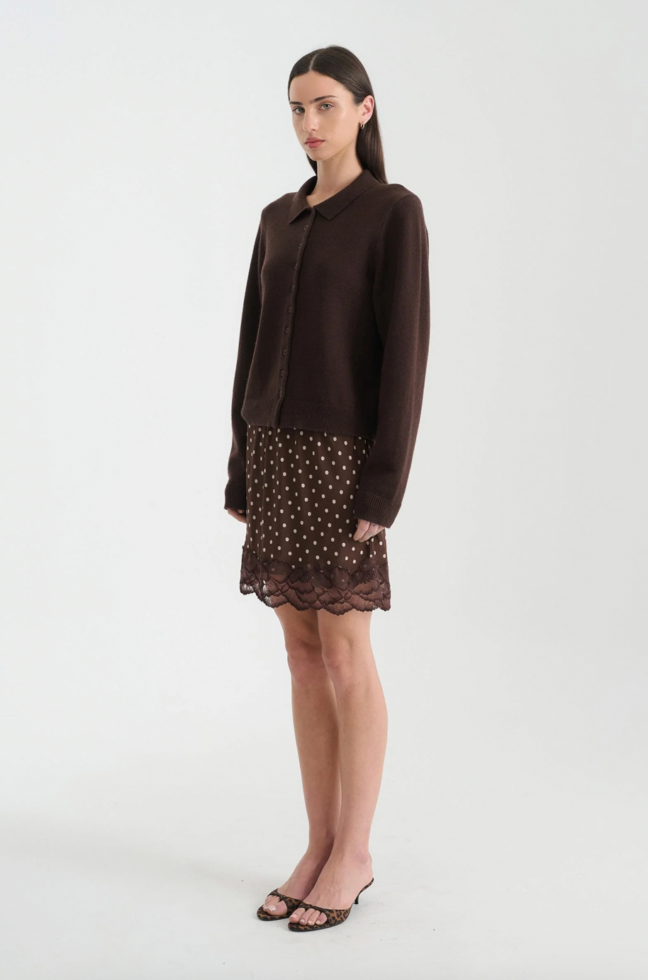 Marina Silk Mini Skirt // Cacao Spot
