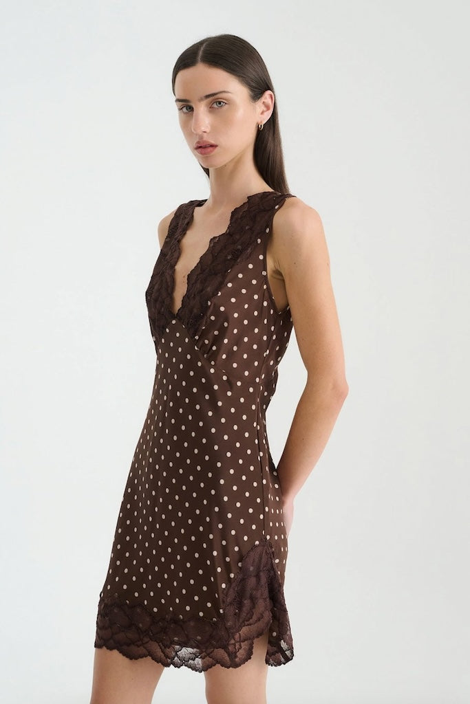 Annie Silk Mini Dress // Cacao Spot