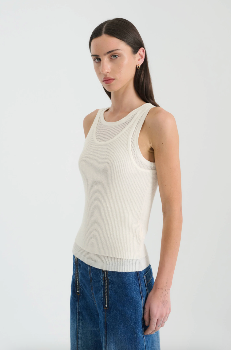 Jani Double-Layer Knit Tank // Bone