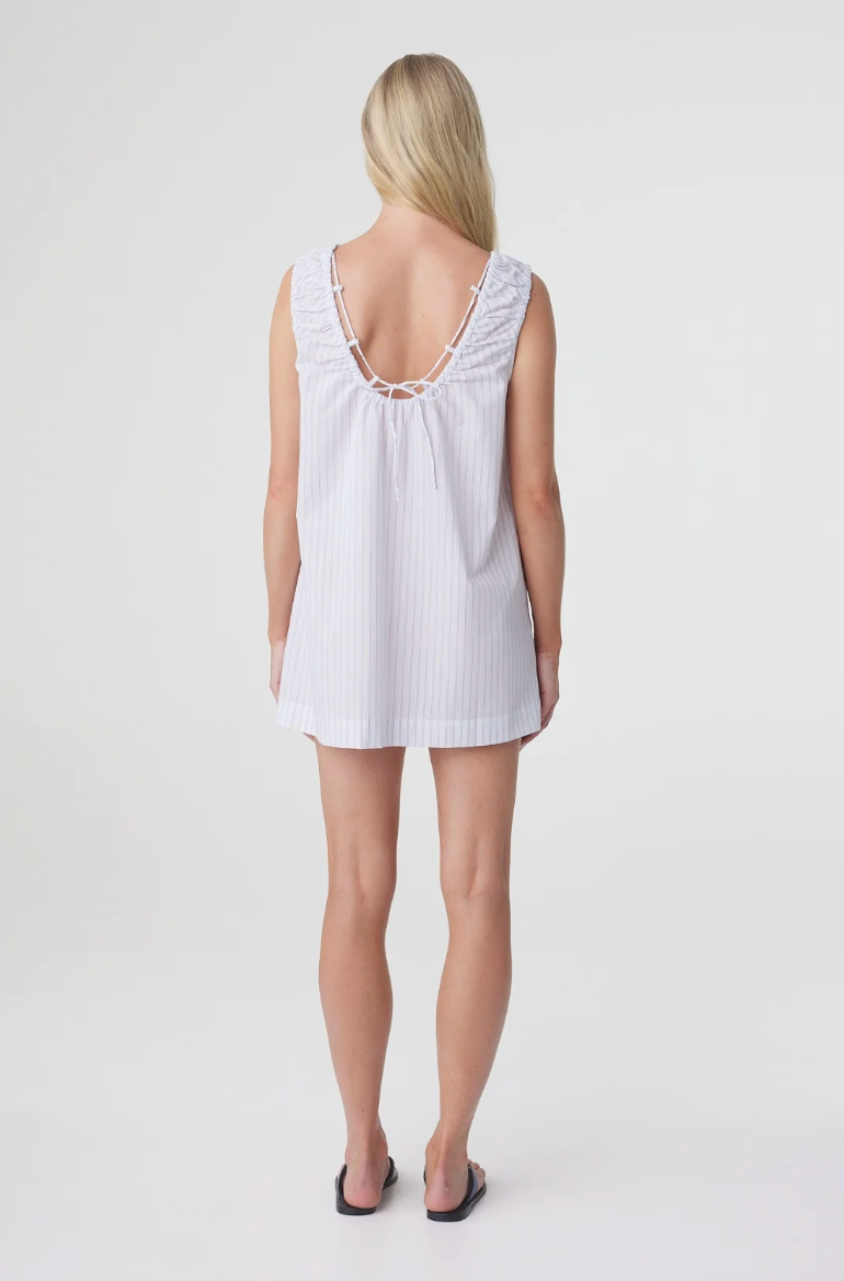 Isla Mini Dress // Blue Pinstripe