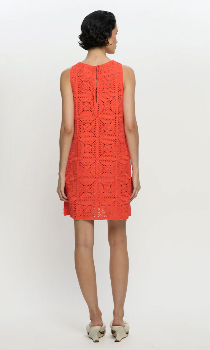 Brenna Crochet Mini Dress // Coral