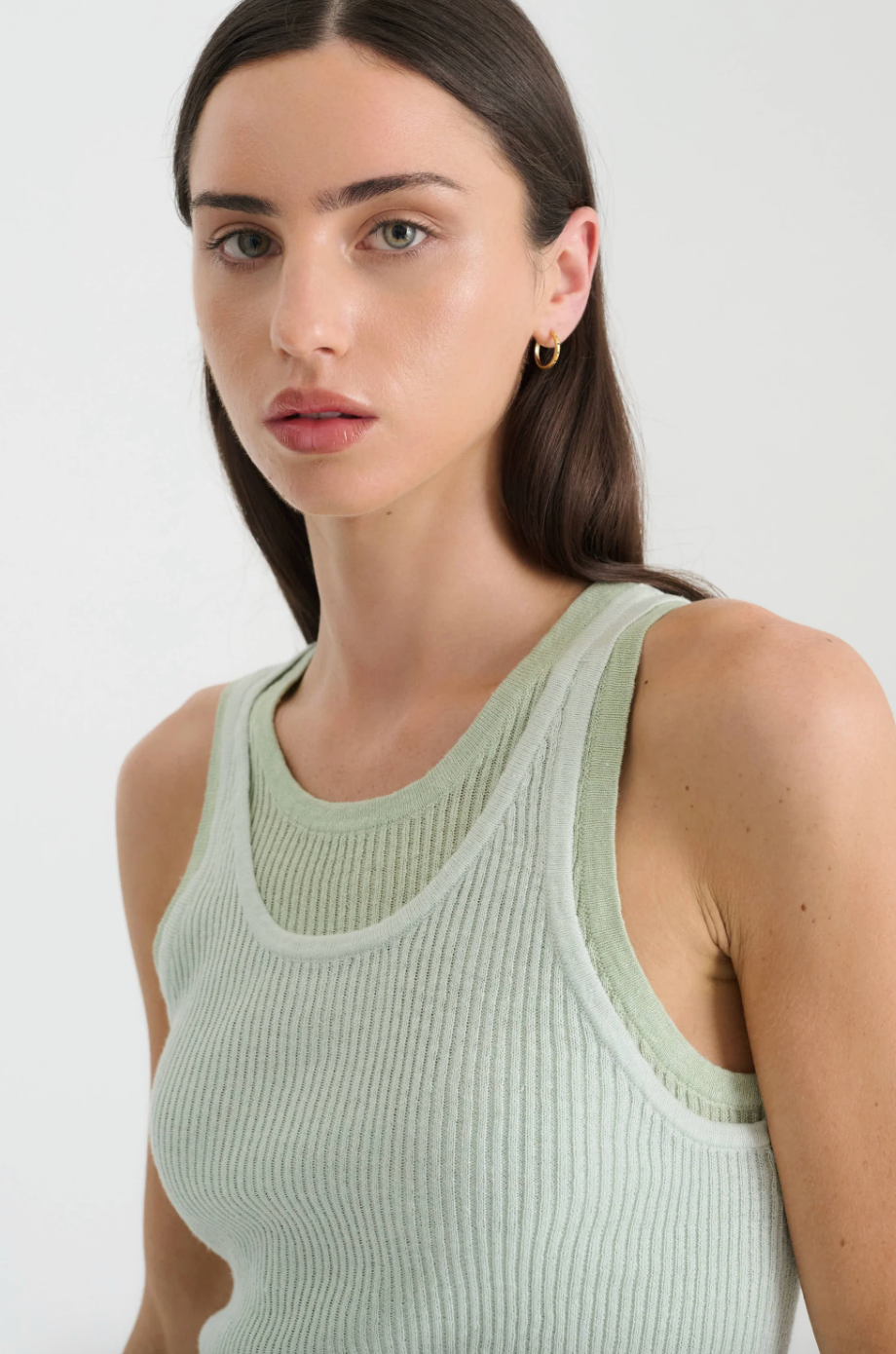 Jani Double-Layer Knit Tank // Mint Contrast